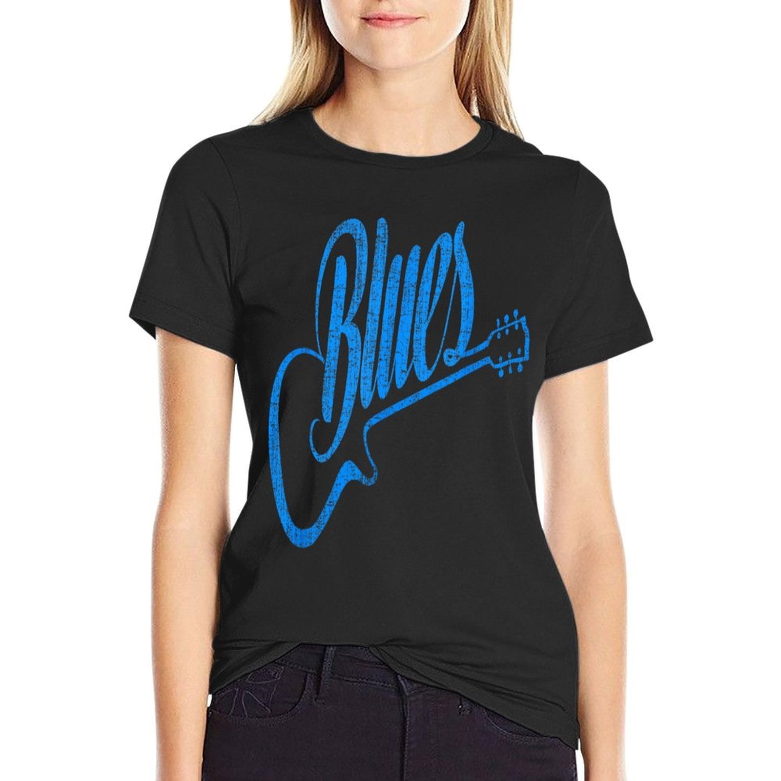 Blues Music Blue Guitar Vintage  Easy-care T-Shirt