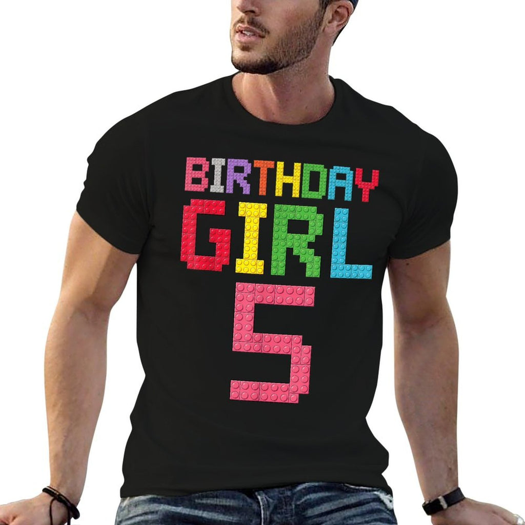 5th Birthday Girl Master Builder 5 Years Old Block Building  Vintage-inspired T-Shirt