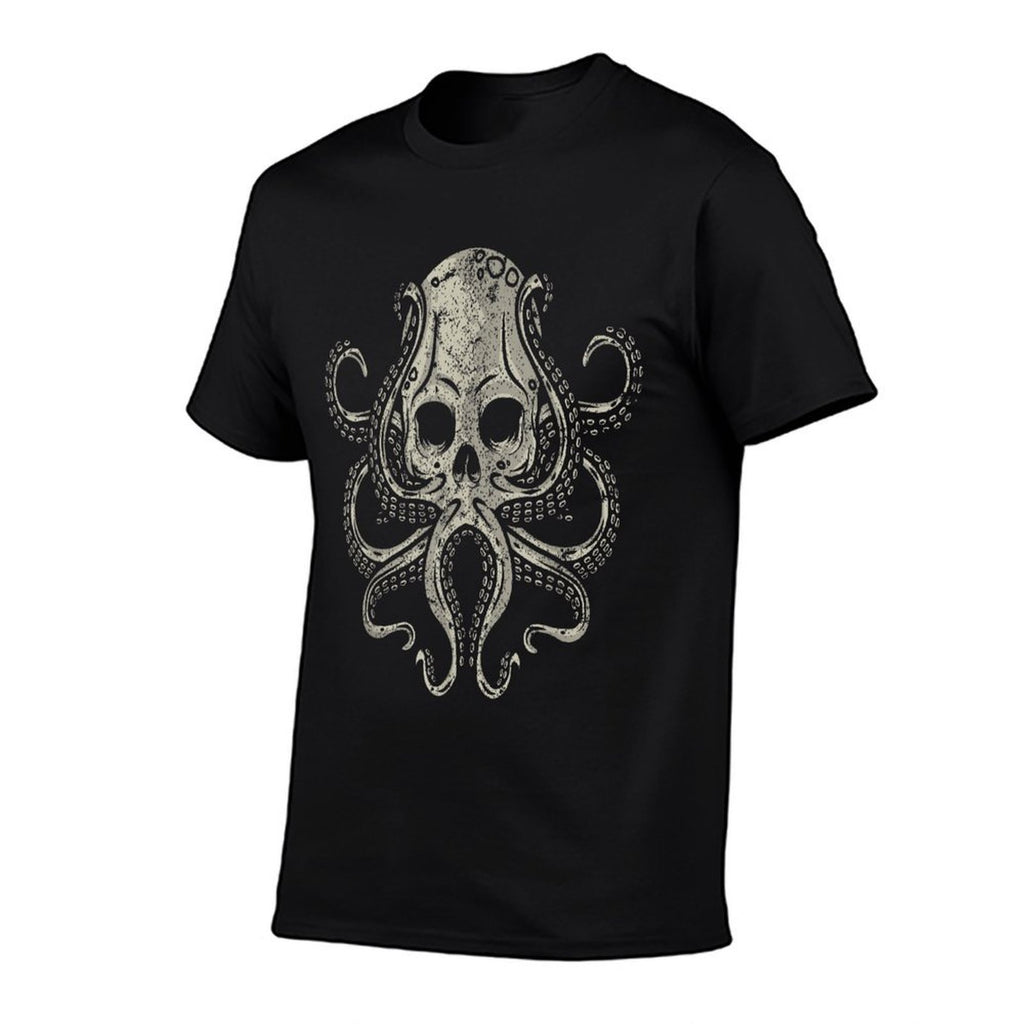 Creepy Octopus Skull Sea Monster Kraken Scuba Diver Goth  Cotton T-Shirt