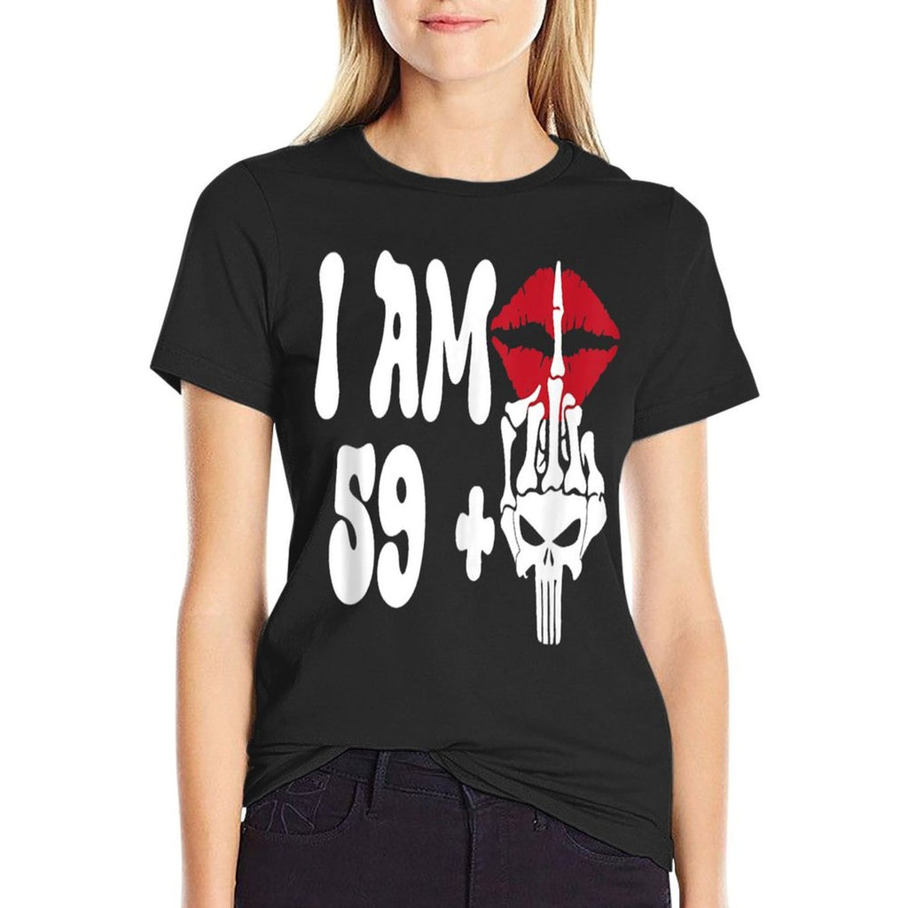 I Am 59 Plus One Middle Finger Skeleton Funny 50th Birthday  Breathable T-Shirt