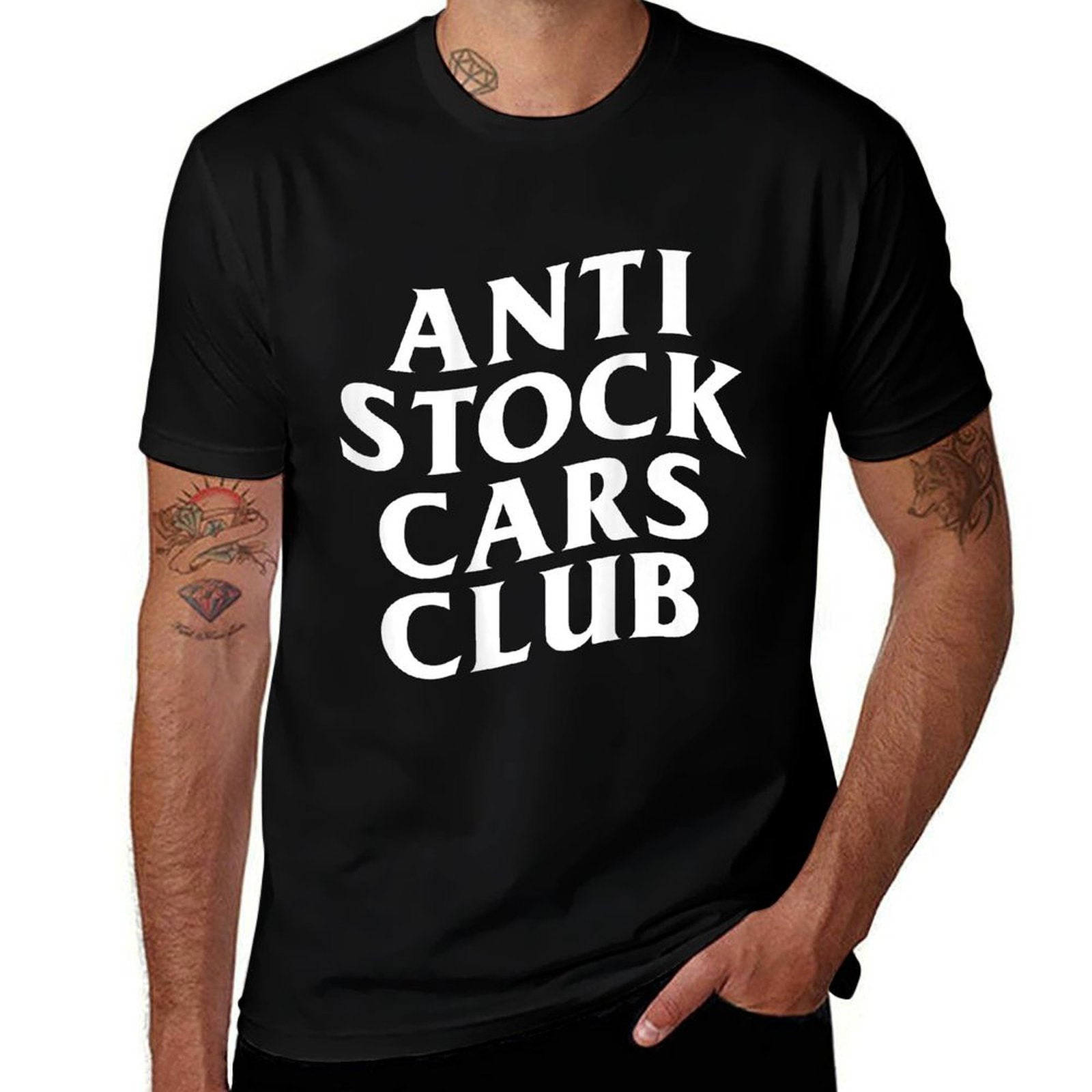 Anti Stock Cars Club Funny Meme (ON BACK)  Relaxed-fit T-Shirt