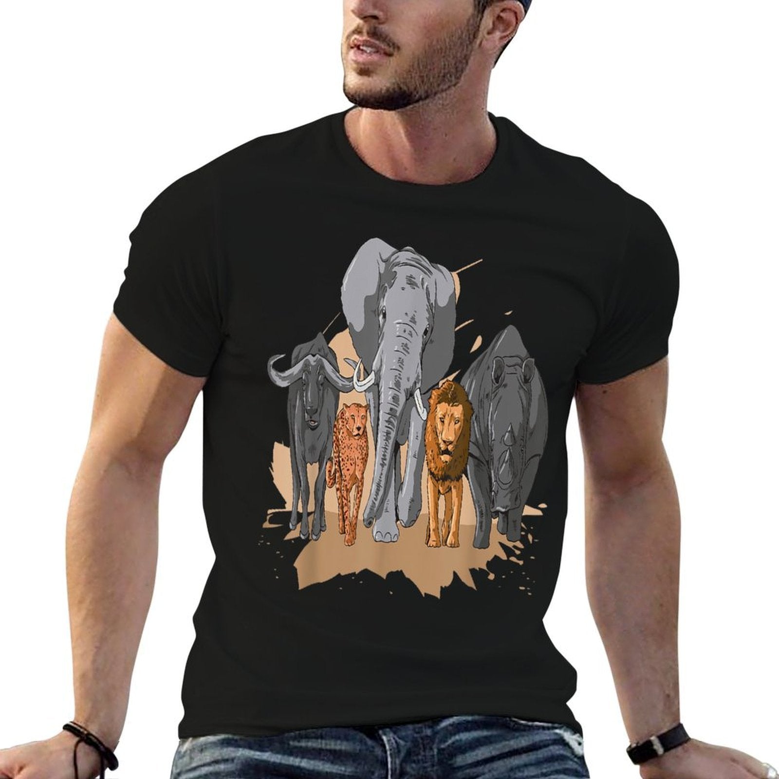 African Big Five Design African Animal Safari Animals Safari  Breathable T-Shirt