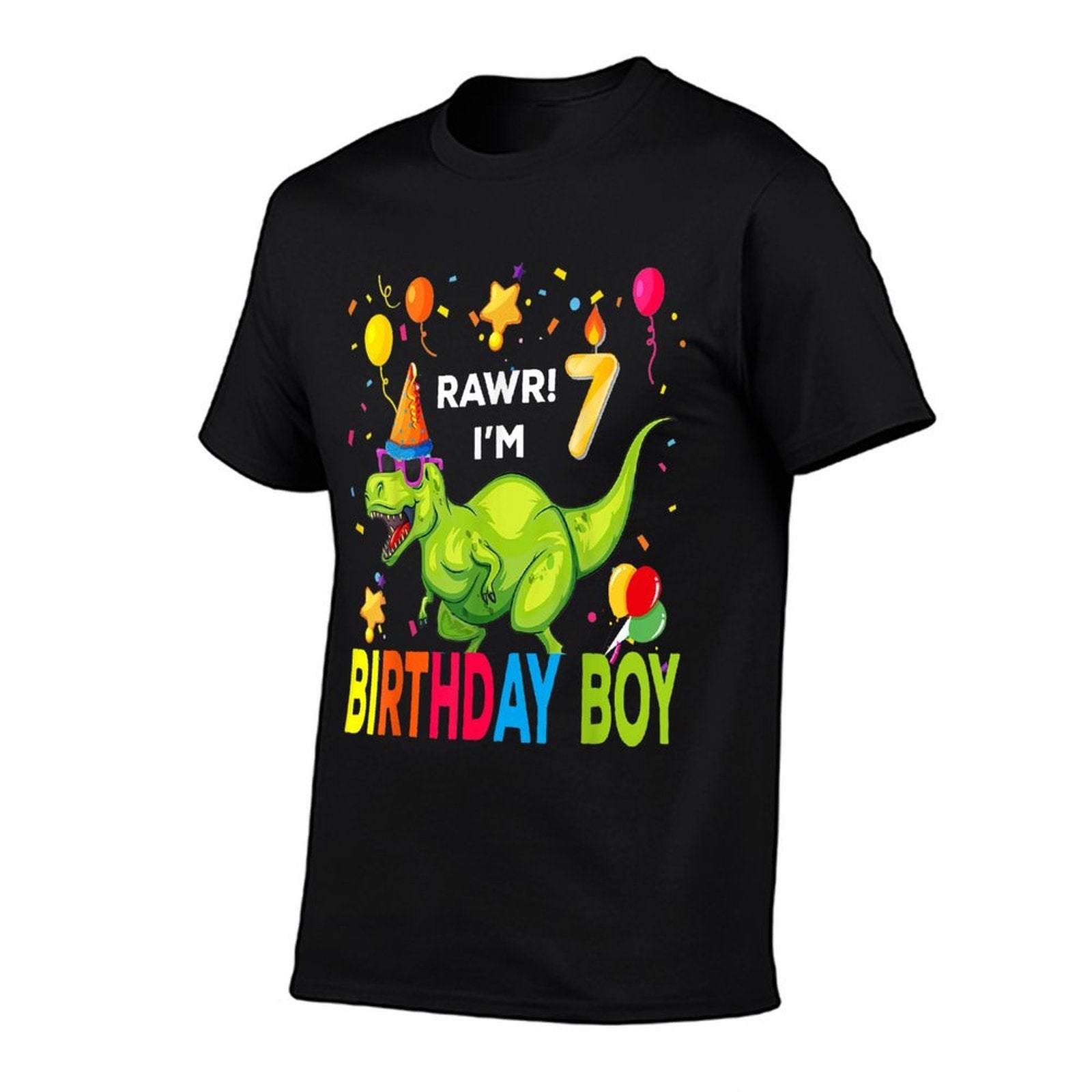 &#34;7th Birthday Dinosaur T Rex 7 Year Old Boy Kids&#34;  Eco-friendly Material T-Shirt