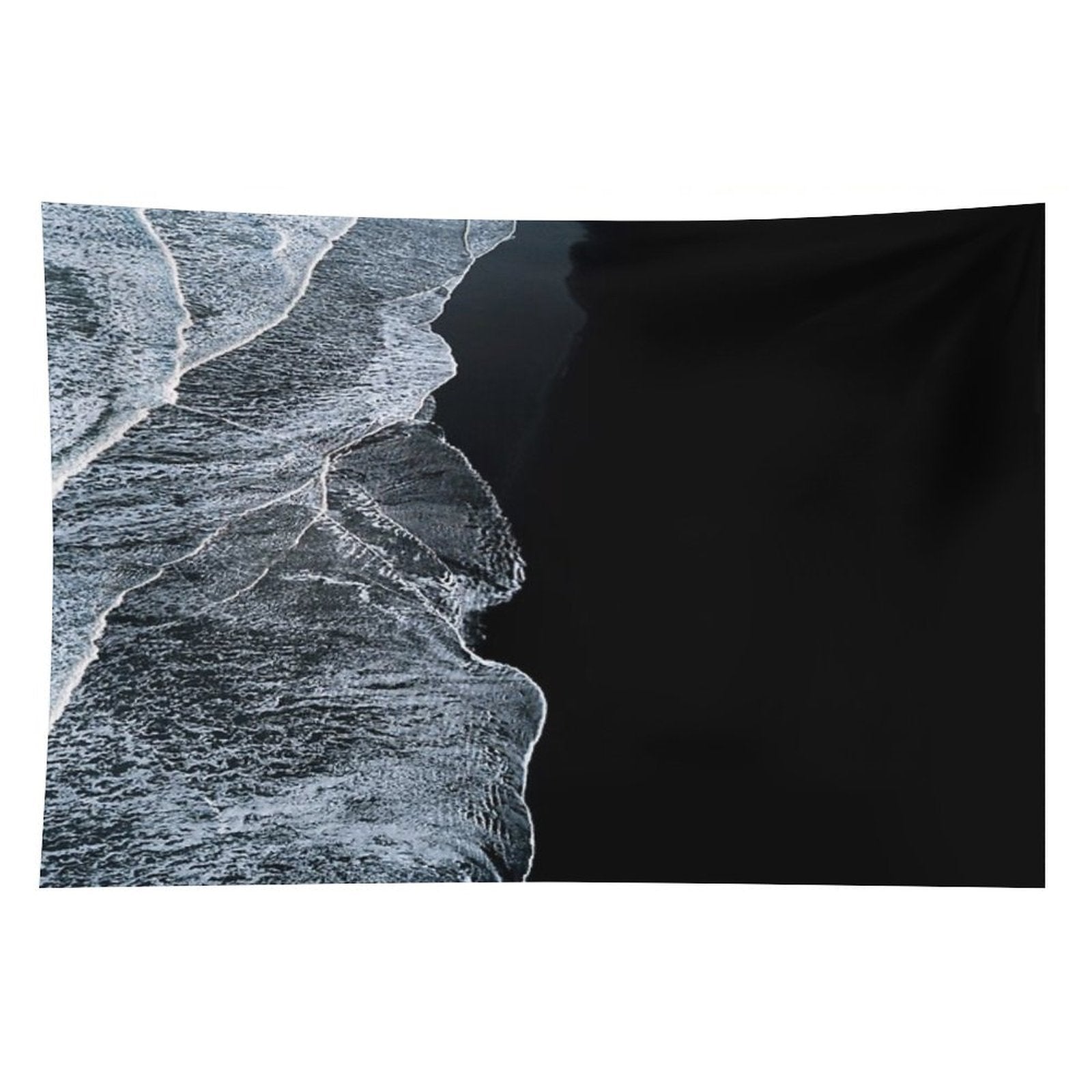 Minimalist Waves And Black Sand Beach in Iceland - Landscape Photography Tapestry