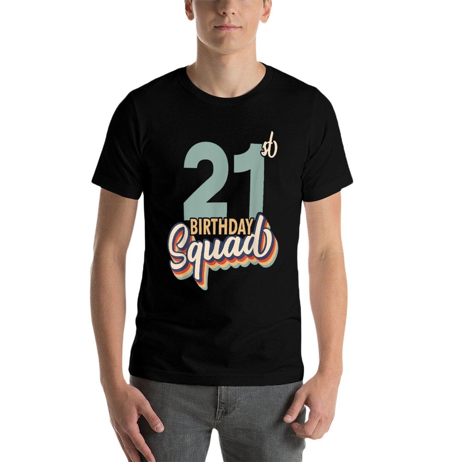 21st Birthday - Retro Birthday Squad  Wrinkle-resistant T-Shirt