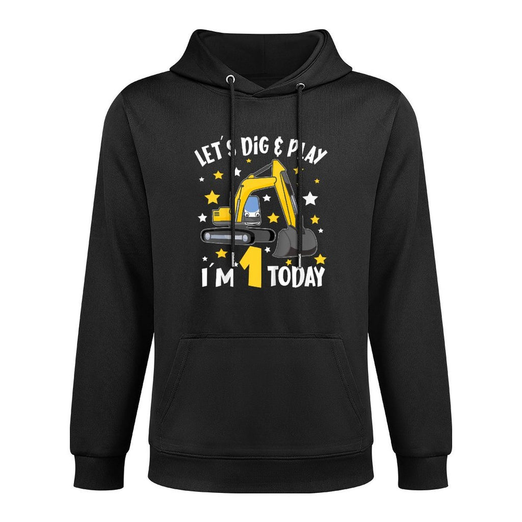 Kids Construction Truck 1st Birthday Boy 1 Bday Excavator Digger Customizable Surface Hoodie