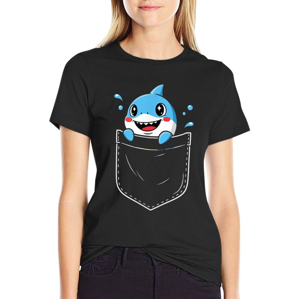 Cute Shark Pocket Meme Funny  Versatile T-Shirt