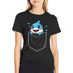 Cute Shark Pocket Meme Funny  Versatile T-Shirt
