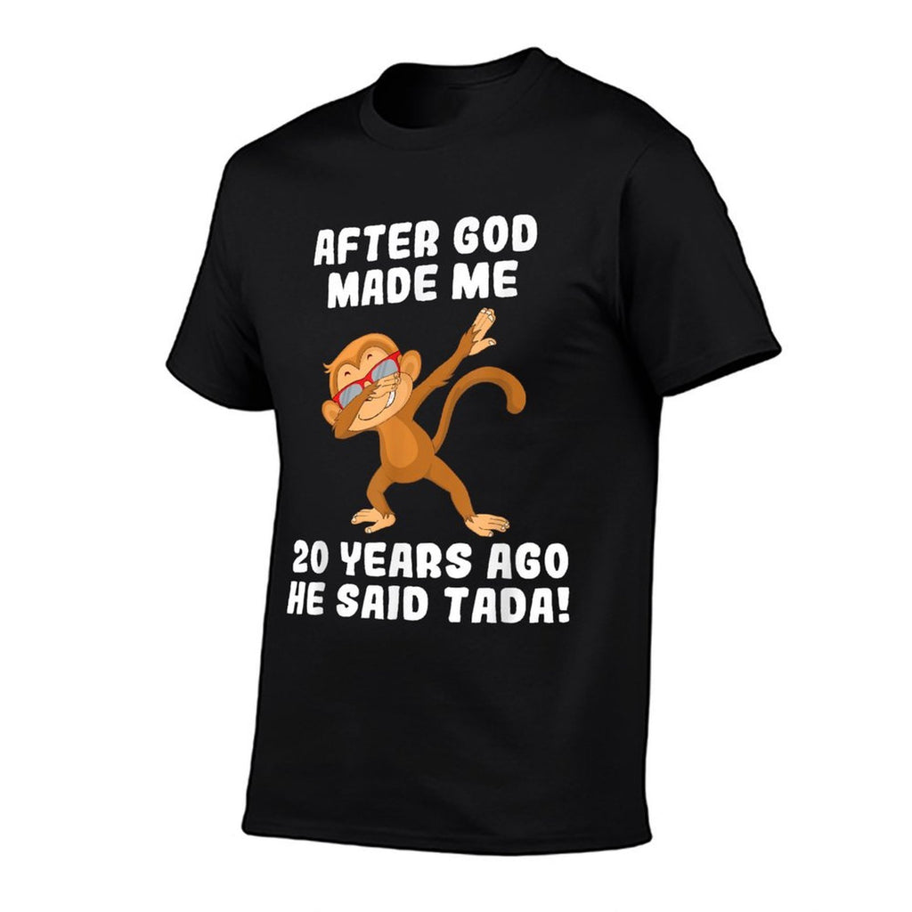 After God Made Me 20 Years Ago Man Woman 20th Birthday  Ribbed Collar T-Shirt