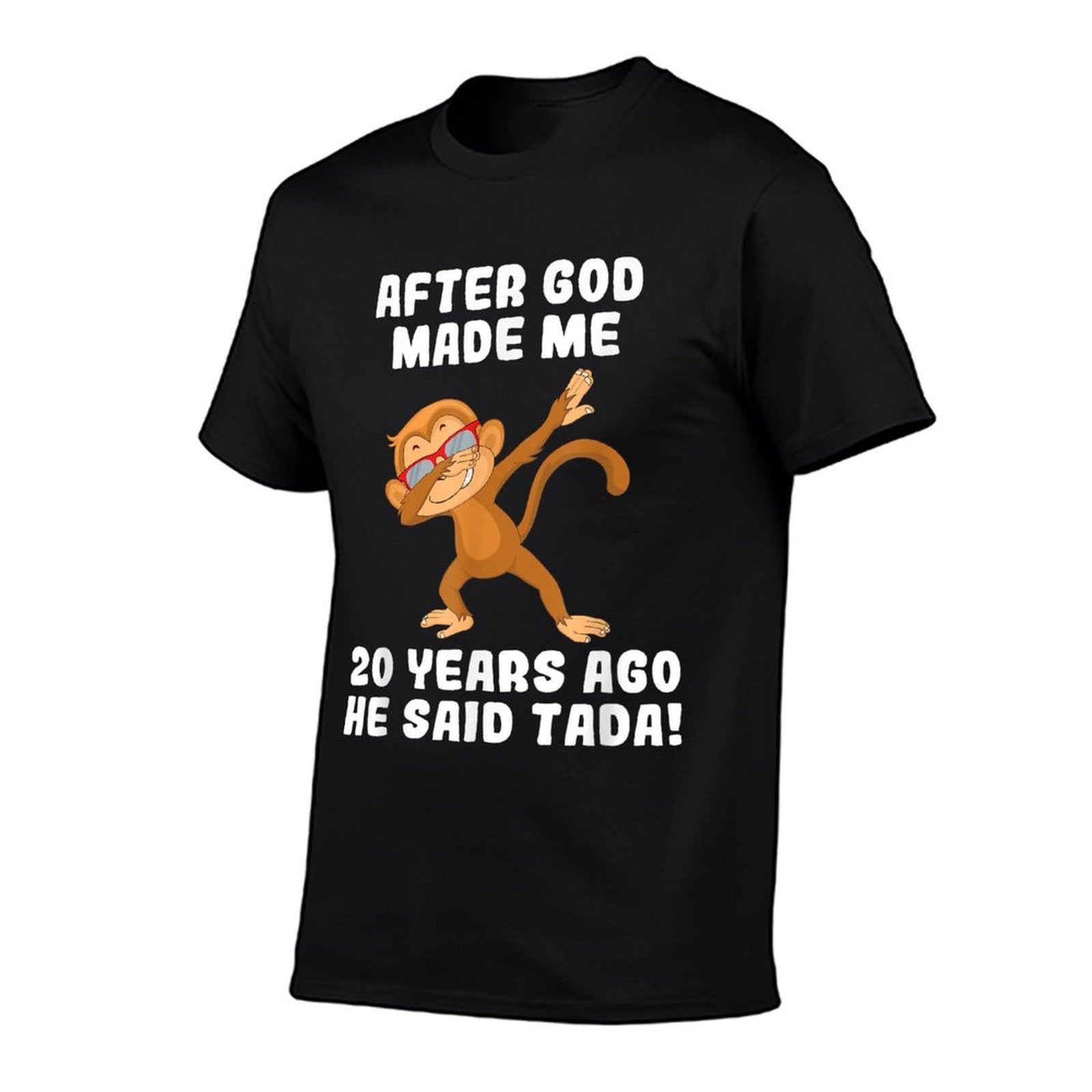 After God Made Me 20 Years Ago Man Woman 20th Birthday  Ribbed Collar T-Shirt