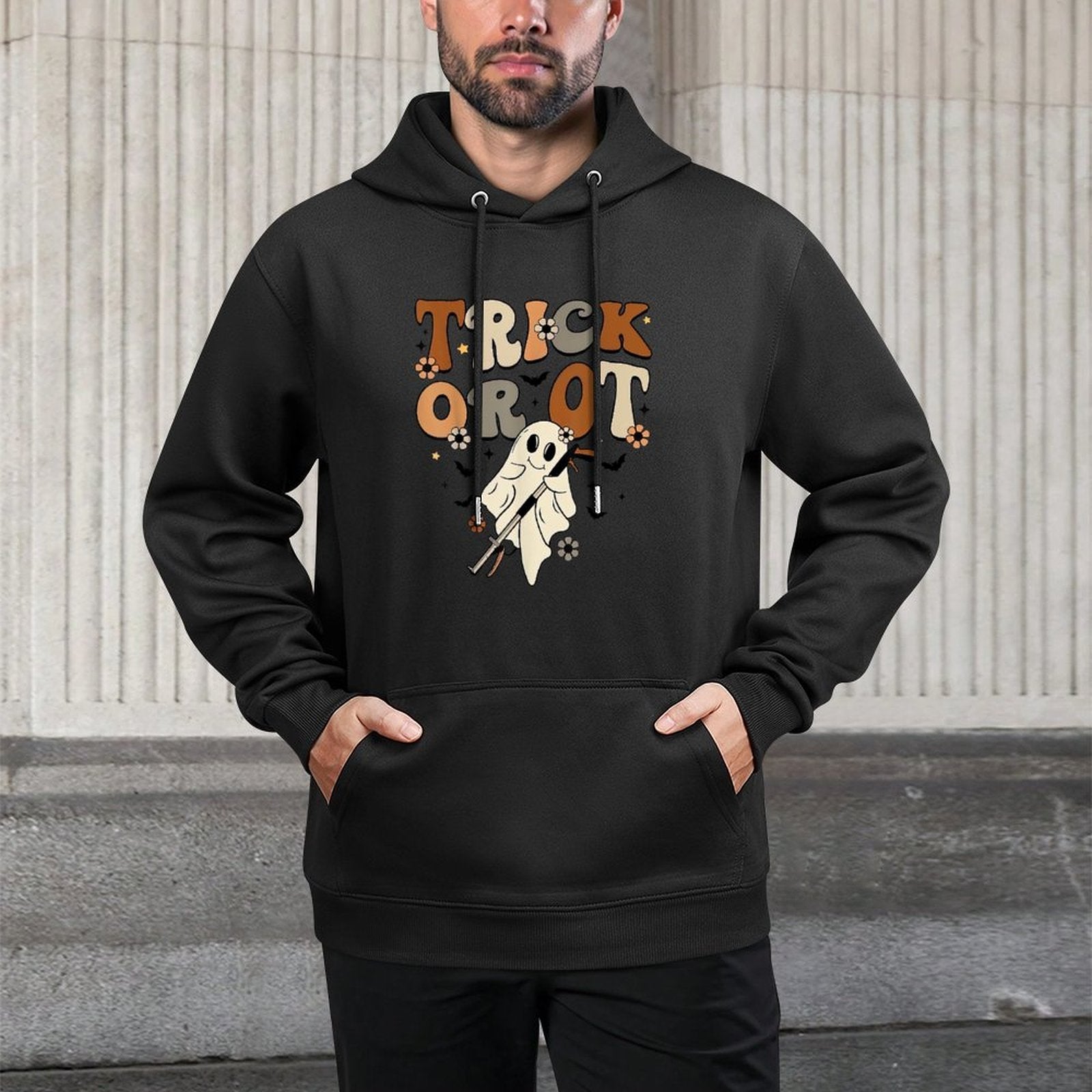 Retro Trick Or OT Cute Ghost Occupational Therapy Halloween Customizable Surface Hoodie