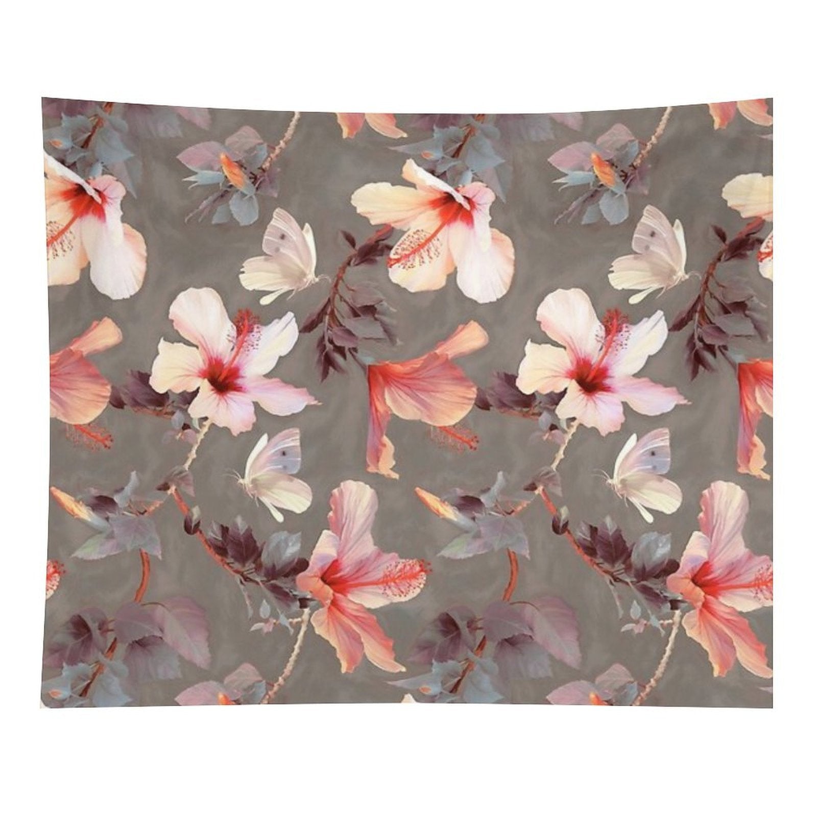 Coral Hibiscus Tapestry