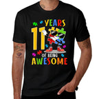 11 Years Of Being Awesome Birthday Dabbing Autism Puzzle  Stretchy T-Shirt