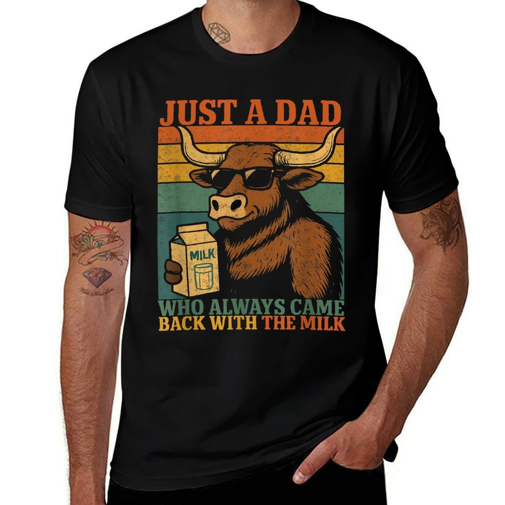 Just A Dad Who Always Came Back With The Milk Funny Dad  Polyester Blend T-Shirt