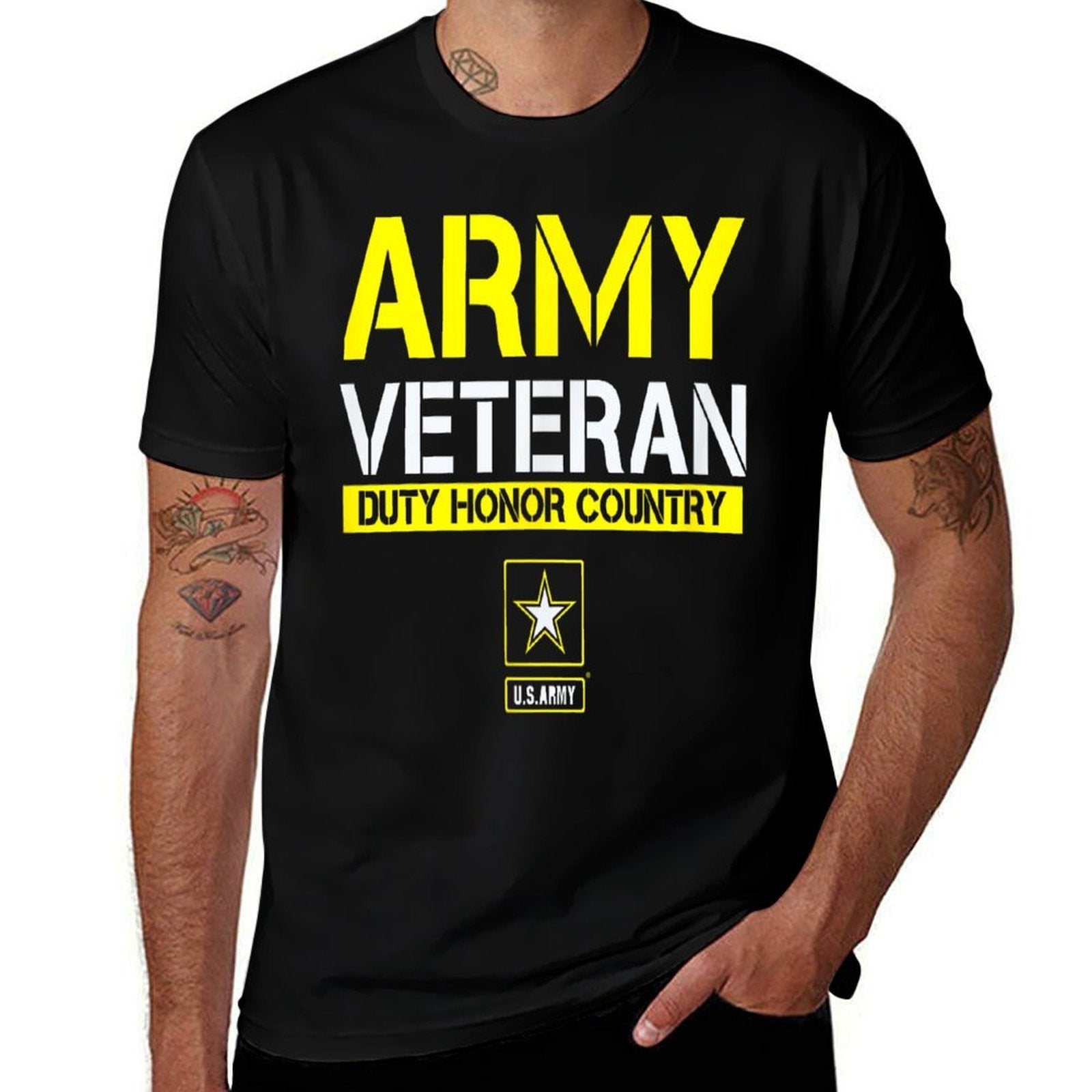US ARMY VETERAN DUTY HONOR COUNTRY  Eco-friendly Material T-Shirt