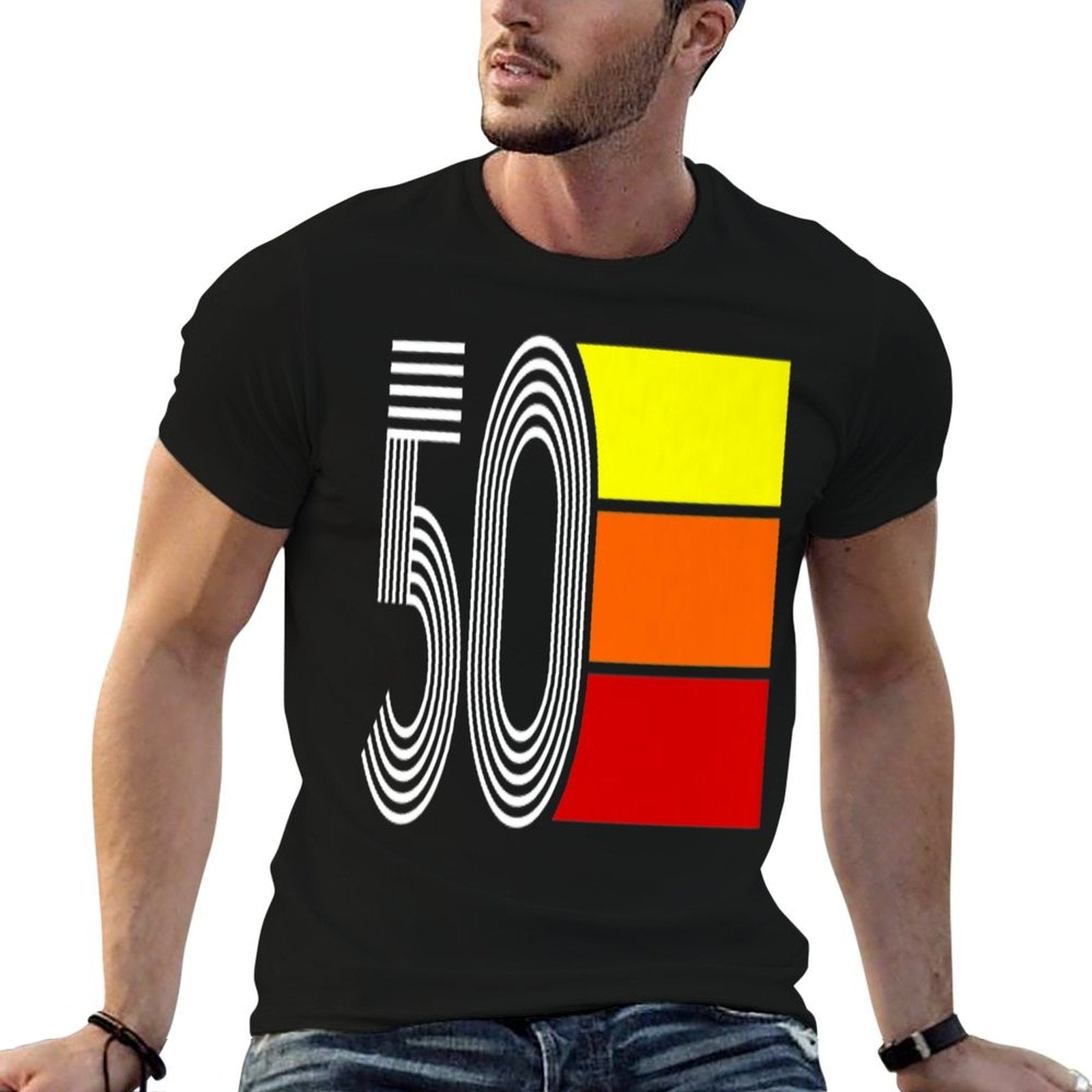 50th Birthday for Men Women - Retro 50 Premium  Tagless Design T-Shirt