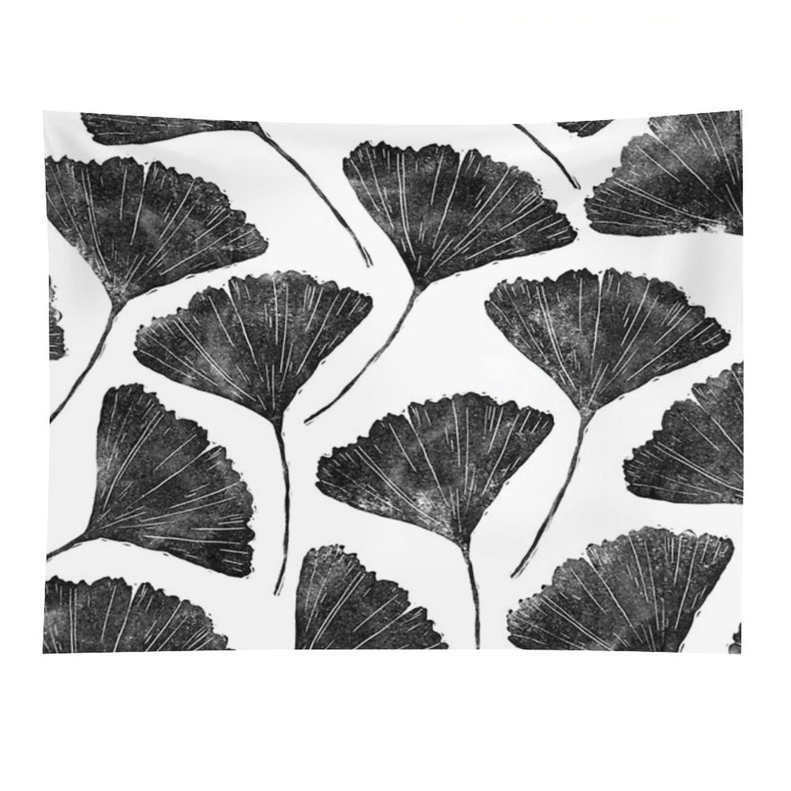 Ginkgo Biloba, Lino Cut Nature Inspired Leaf Pattern Tapestry
