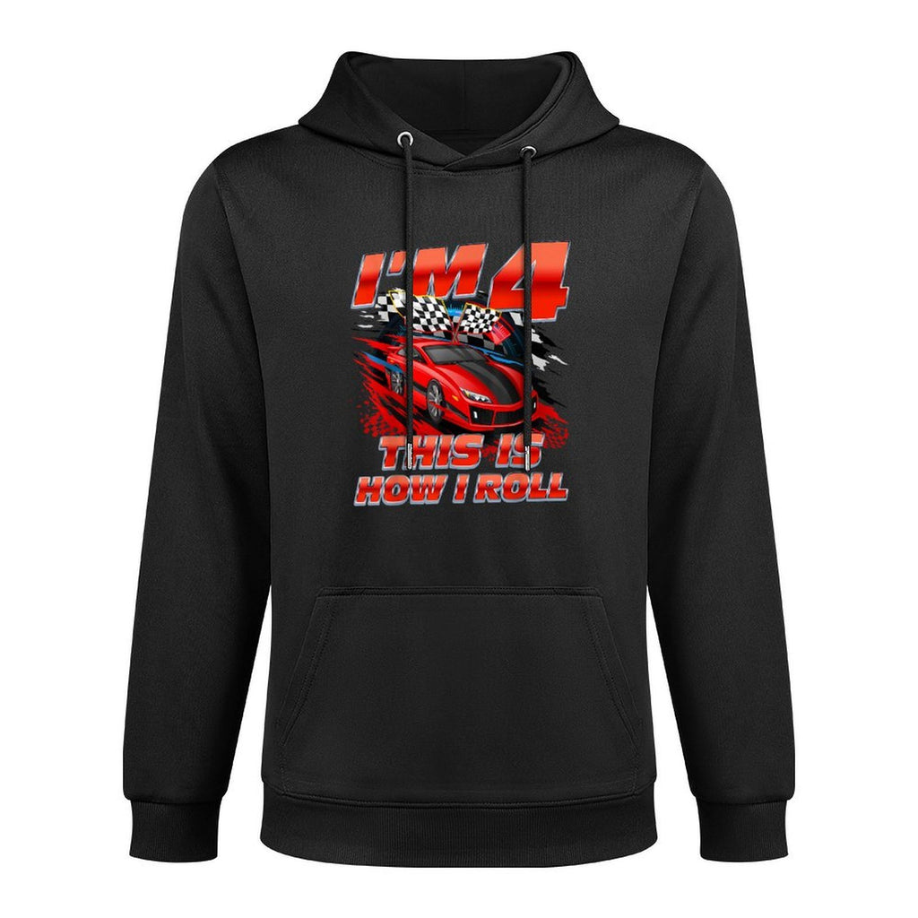 4 Year Old Race Car 4th Birthday Racecar Racing Boy Kids Moisture-Wicking Hoodie