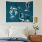 Whales in Blue - Wildlife Aerial Tapestry