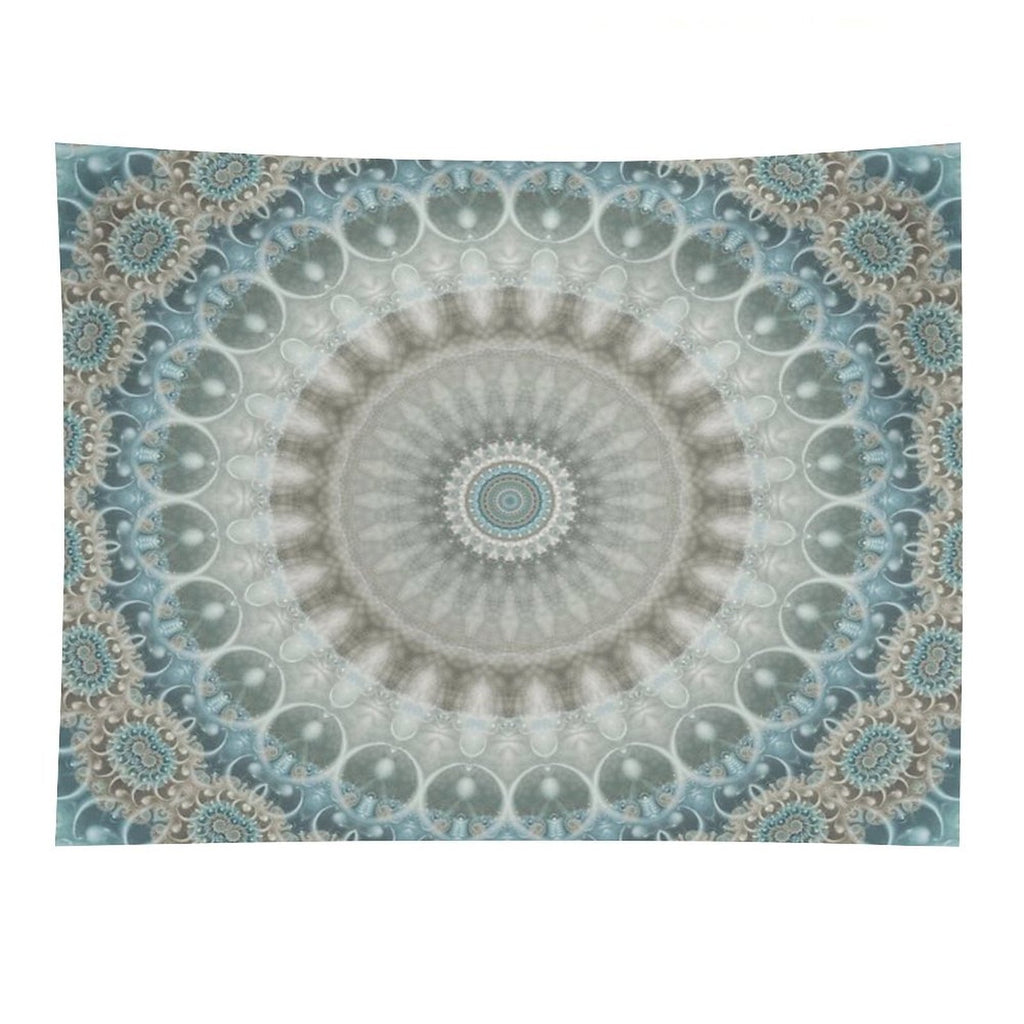 Dreamy Grey, Blue And Ivory Mandala Tapestry