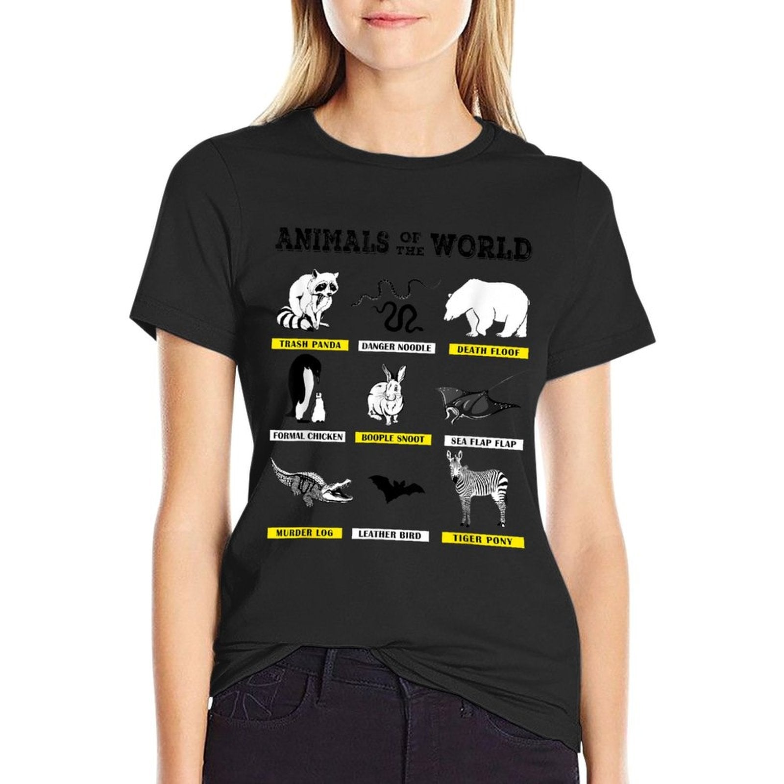 Animals Of The World Funny Animal Real Names  Rolled Sleeves T-Shirt