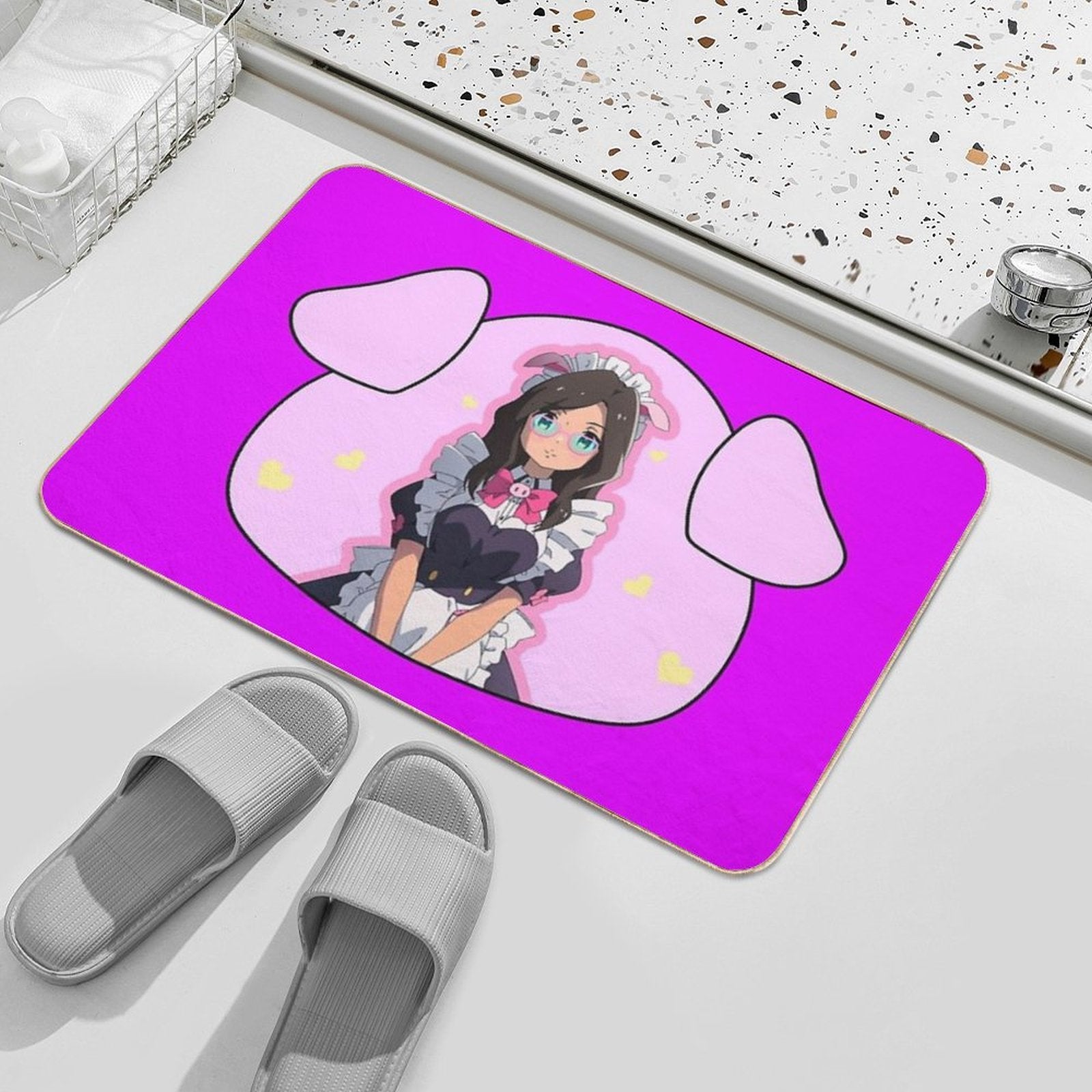 Waitress at The Oinky Doink Cafe  Repositionable Bath Mat