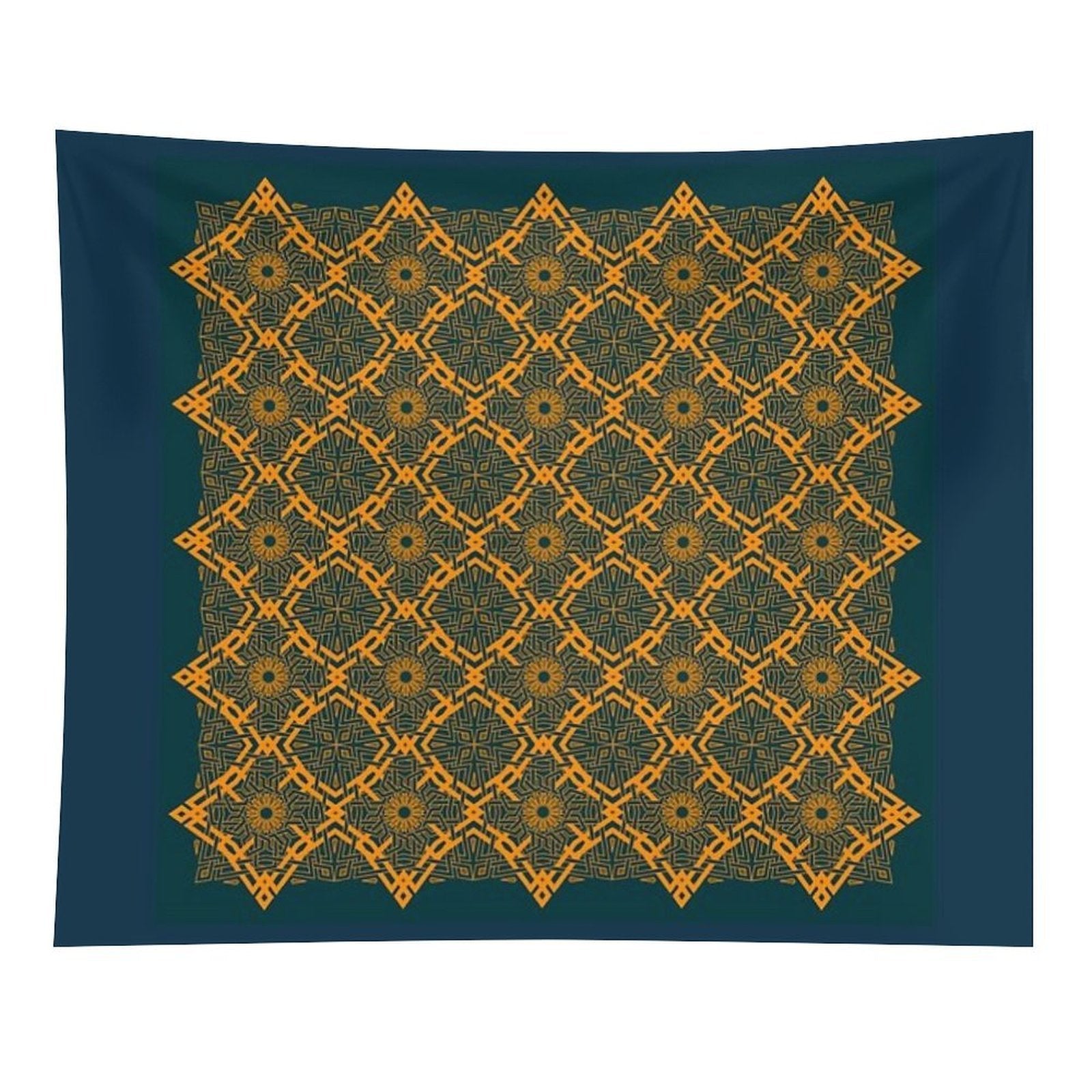 Harmonious Intertwined Lines Orange on Midnight Tapestry