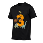 Kids 3rd Birthday Boys Dino Dinosaurs Birthday  Slim-fit Cut T-Shirt
