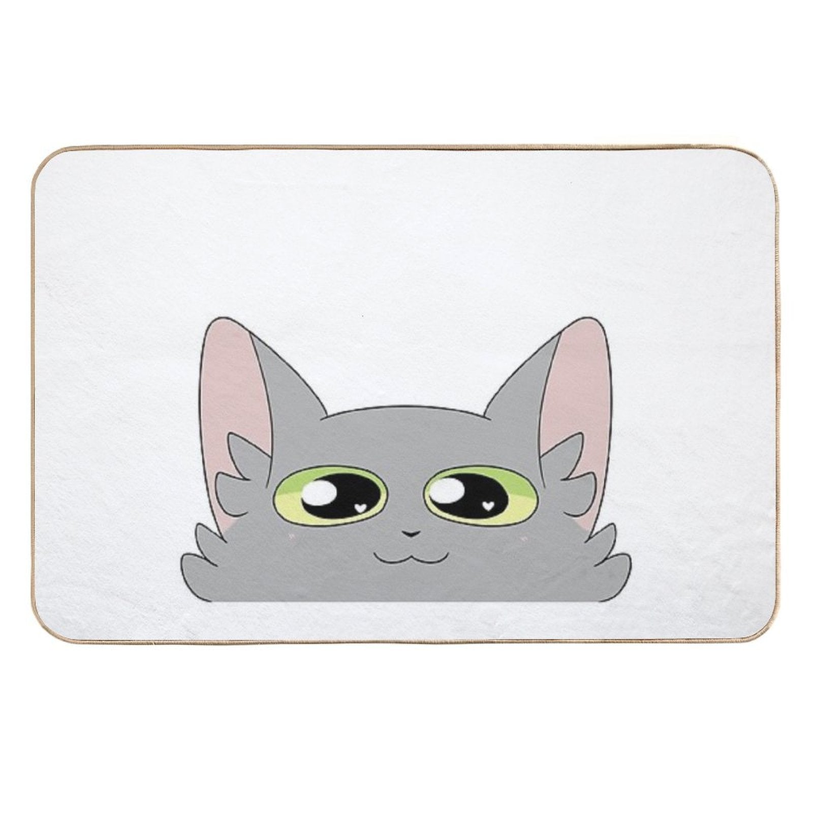 Cute Happy Gray Cat  Easy Maintenance Bath Mat