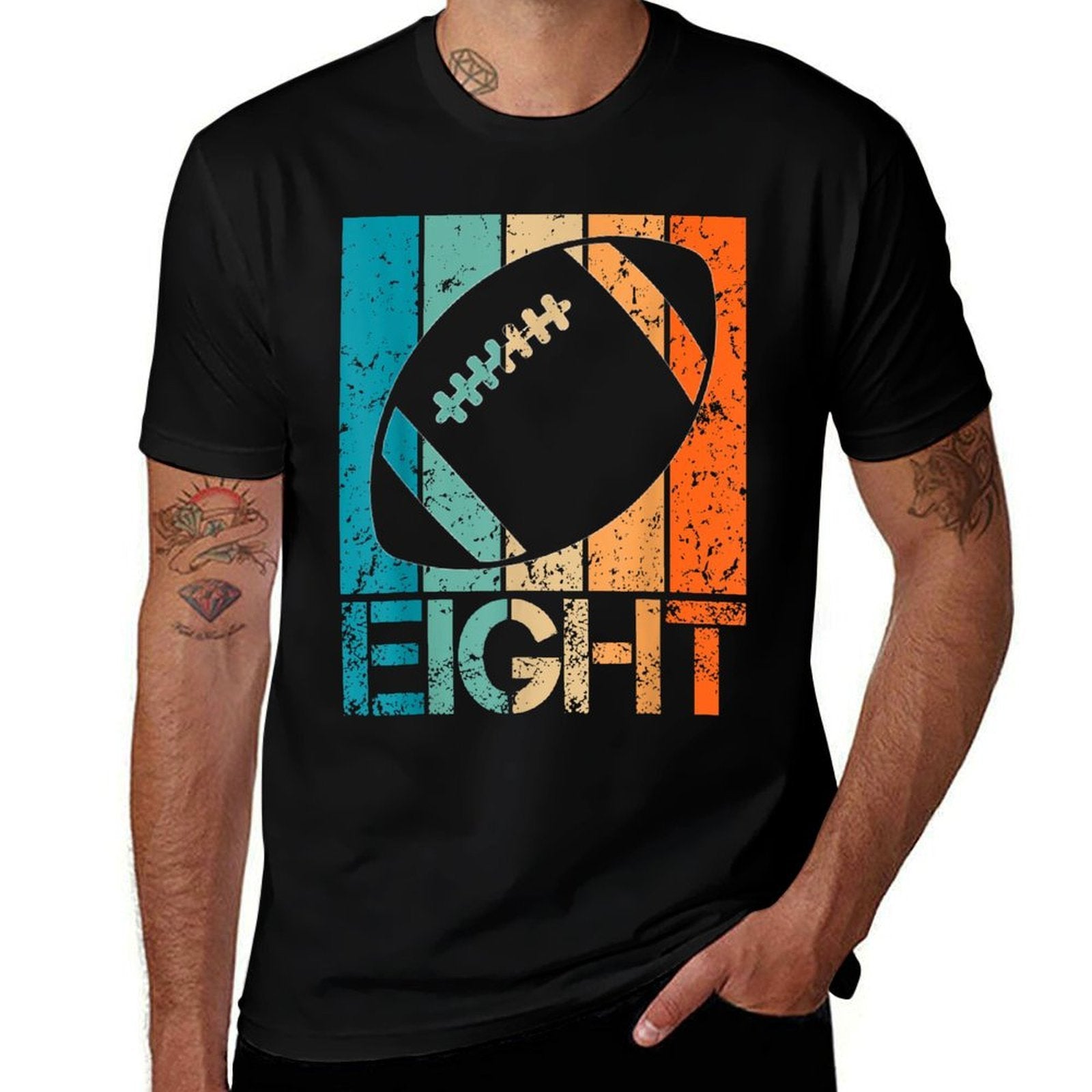 8th Football Birthday 8 Year Old 8yr Boys Birthday Football  Vintage-inspired T-Shirt