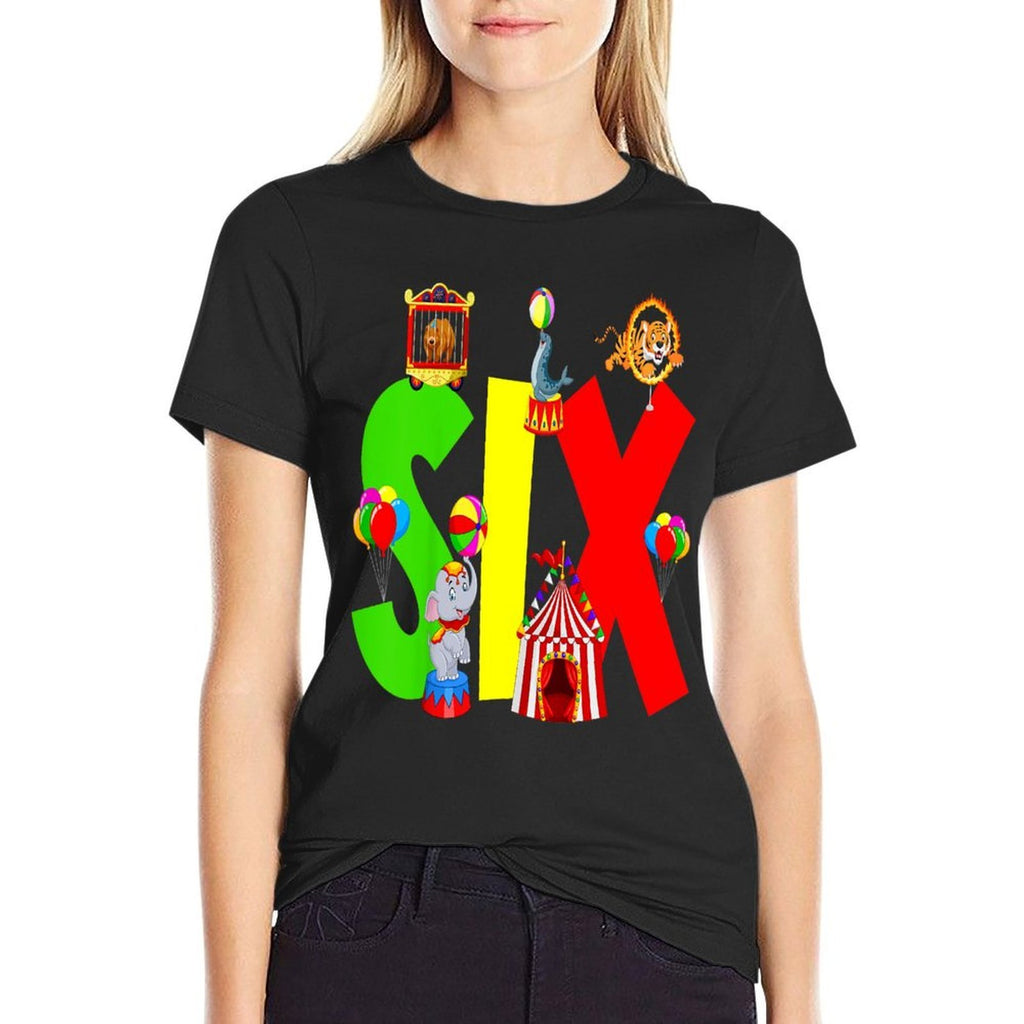 Kids 6th Carnival Birthday Party Six Year Old Circus Birthday  High-quality Stitching T-Shirt