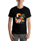 Tropical Toucan Watercolor Vibrant Flowers Jungle Leaves  Eco-friendly Material T-Shirt