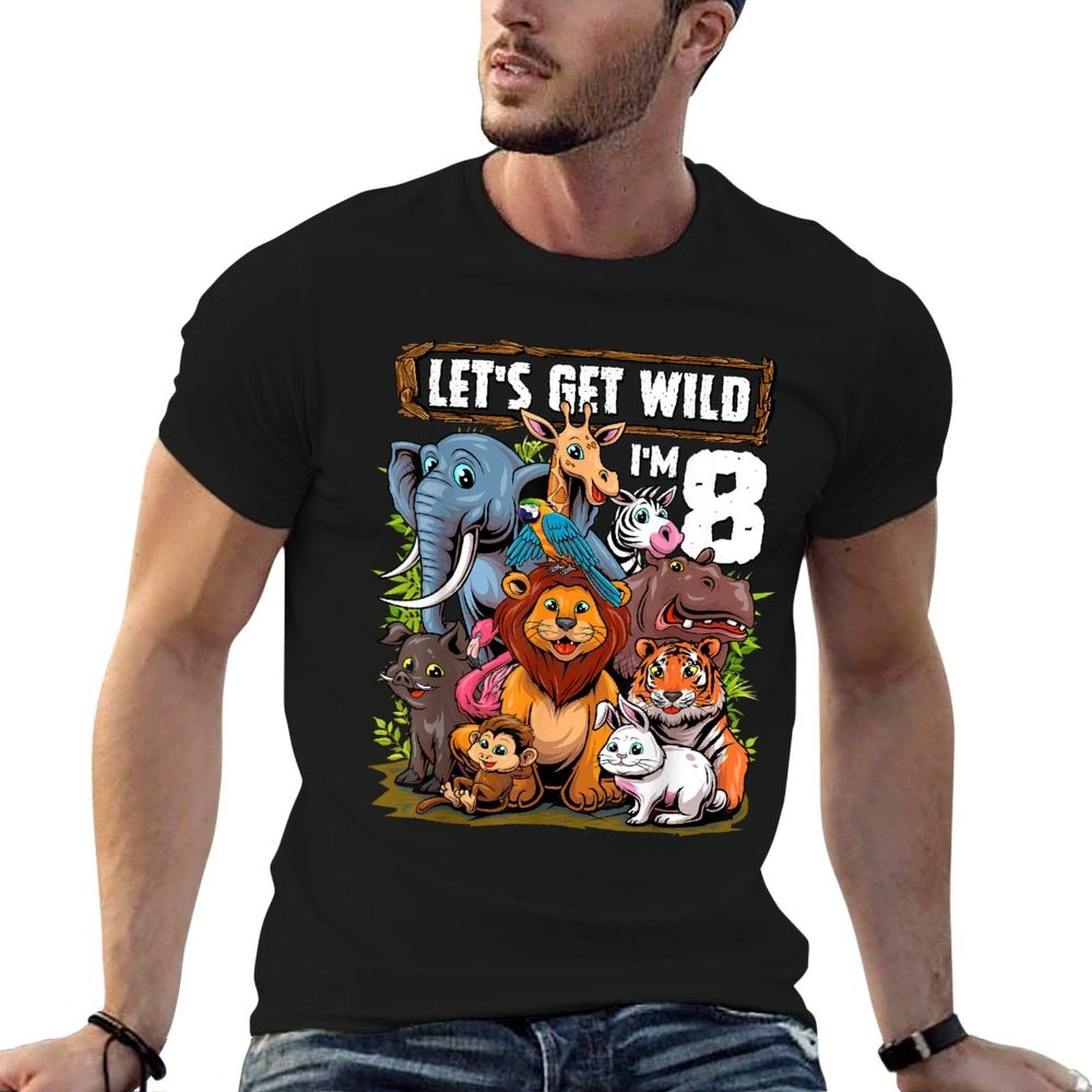 8 Year Old Zoo Birthday Safari Jungle Animals 8th Birthday  Durable T-Shirt