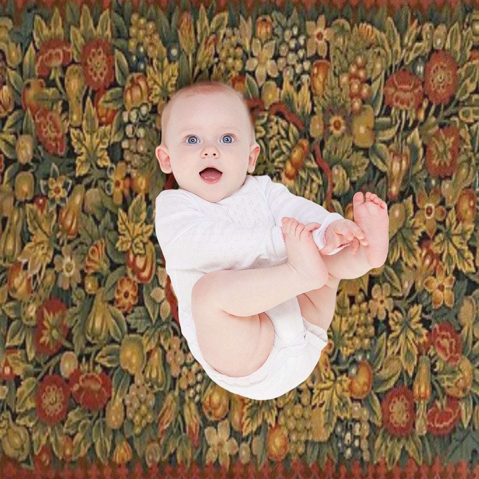 Medieval Unicorn Floral Tapestry Shrink-resistant Throw Blanket