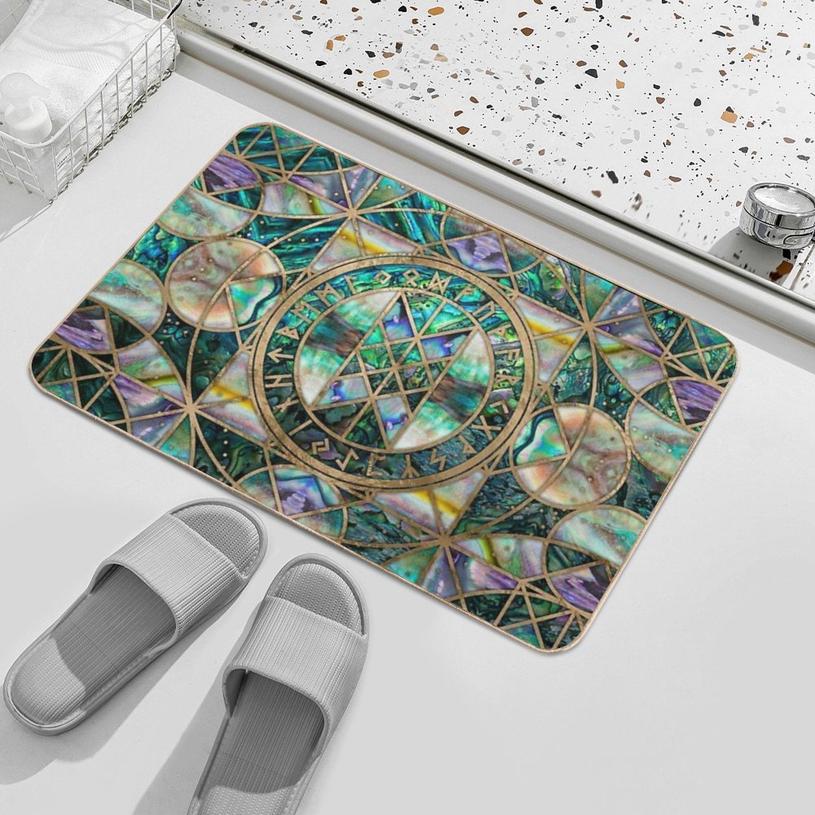 Web of Wyrd The Matrix of Fate -Abalone Shell Durable Bath Mat