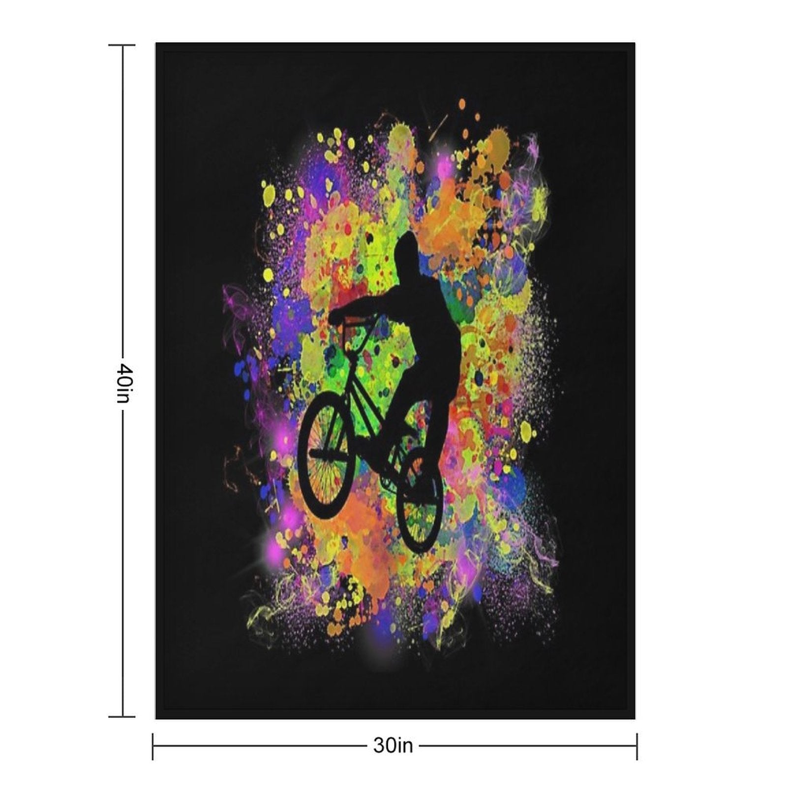 Extreme Sports BMX Bike Coloured Splash Illustration Wrinkle-free Throw Blanket