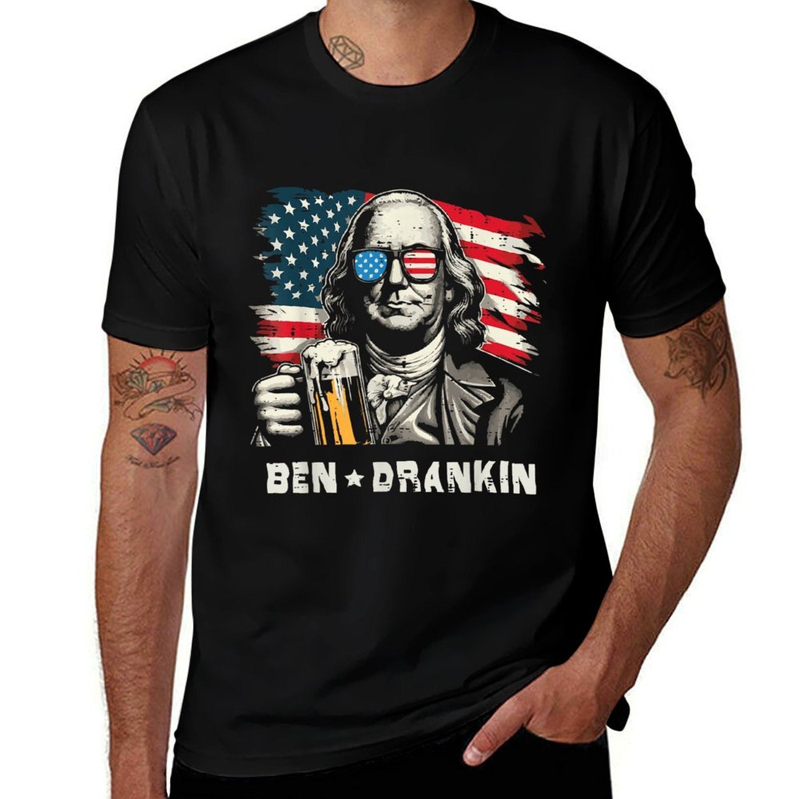 4th Of July Franklin Ben Drankin American Dad Men Women  Cotton T-Shirt