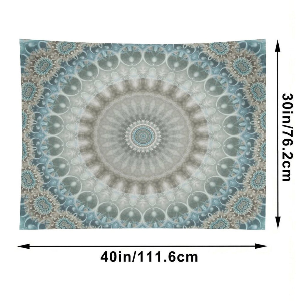 Dreamy Grey, Blue And Ivory Mandala Tapestry
