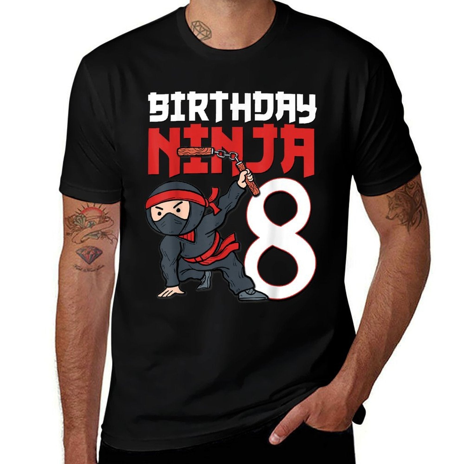 8th Birthday Ninja I'm 8 Years Old Bday Party Best Boy  Vintage-inspired T-Shirt