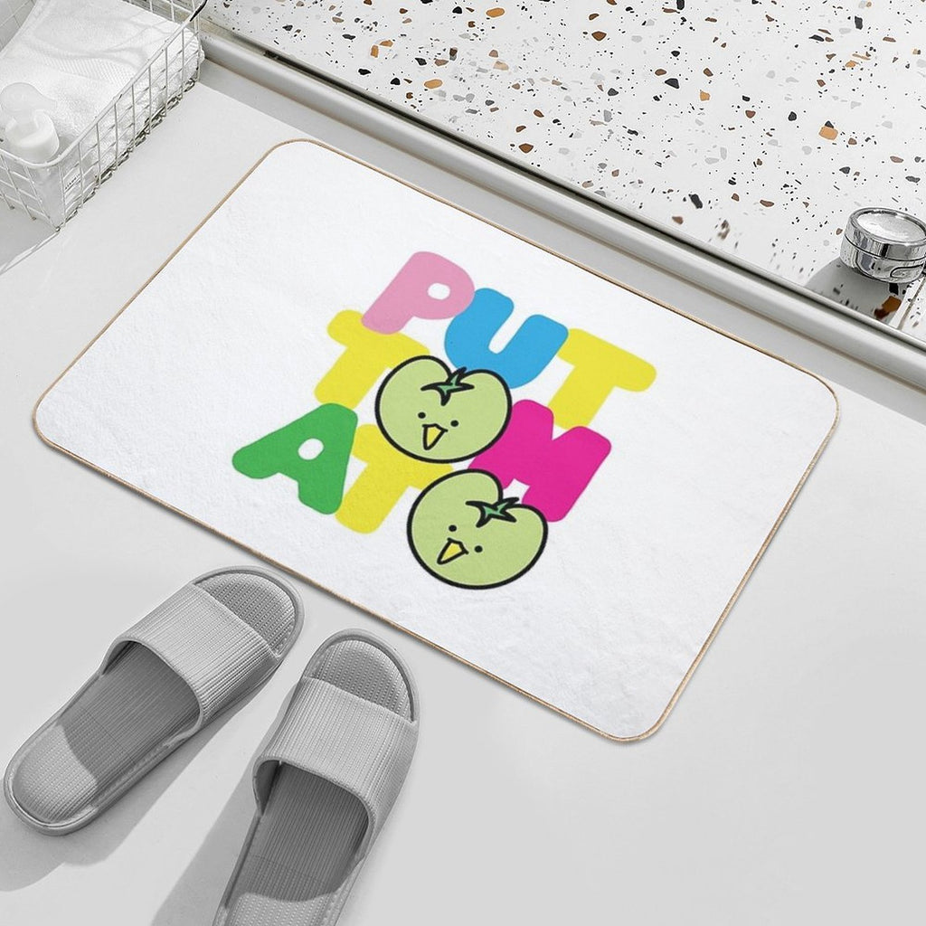 Kawaii Green Tomato Mascot No. 2  Anti-Trip Bath Mat