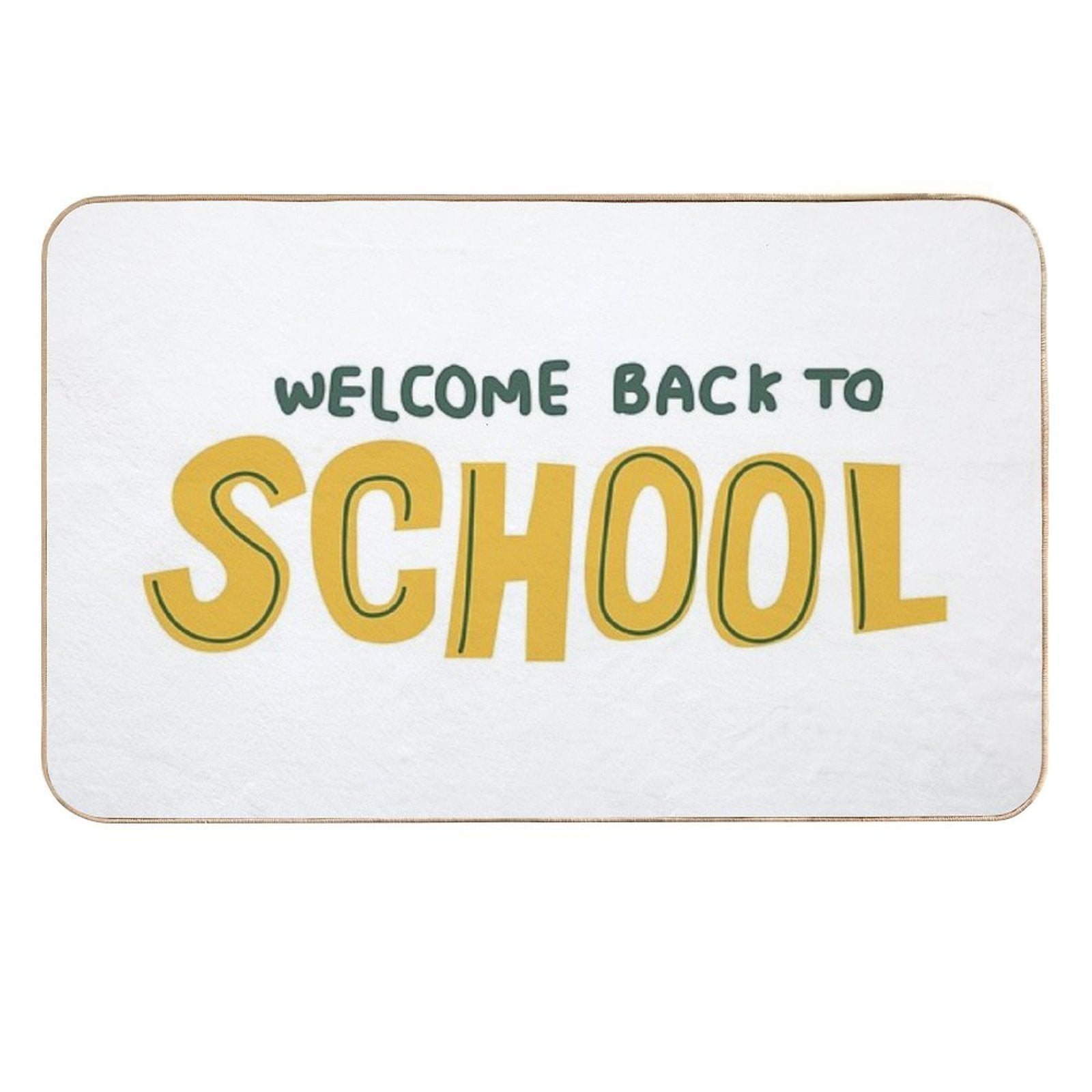 Back to School Hand Drawn Yellow Text  Pet-Safe Bath Mat
