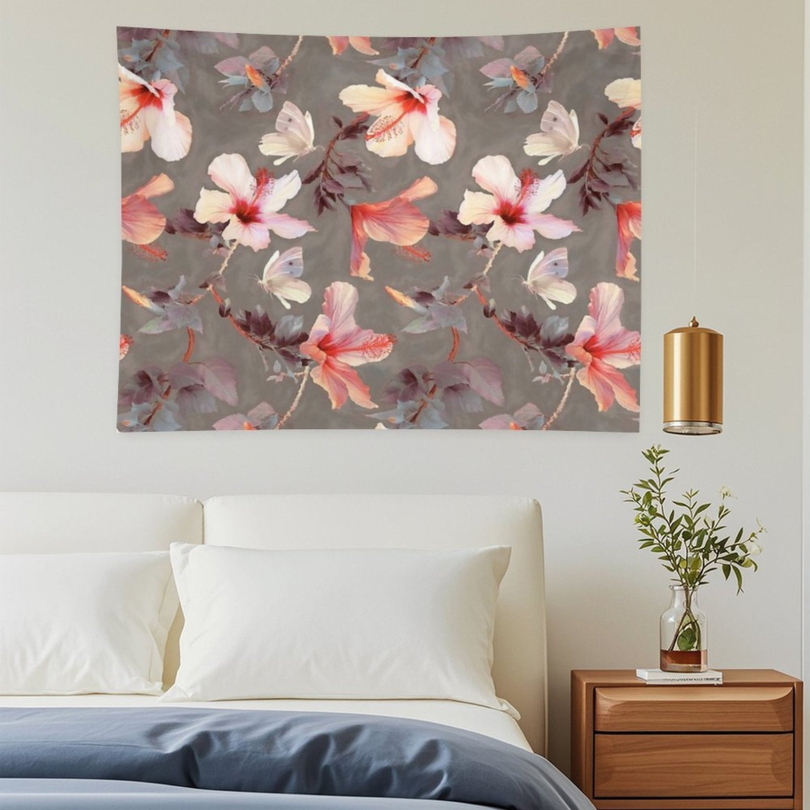 Coral Hibiscus Tapestry