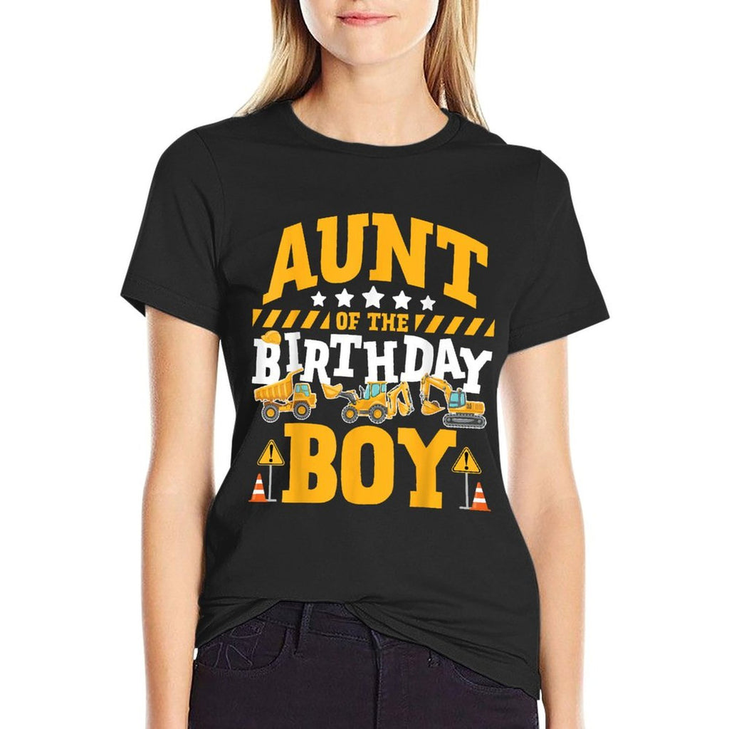 Aunt of The Birthday Boy Excavator Construction Truck  Heathered Texture T-Shirt