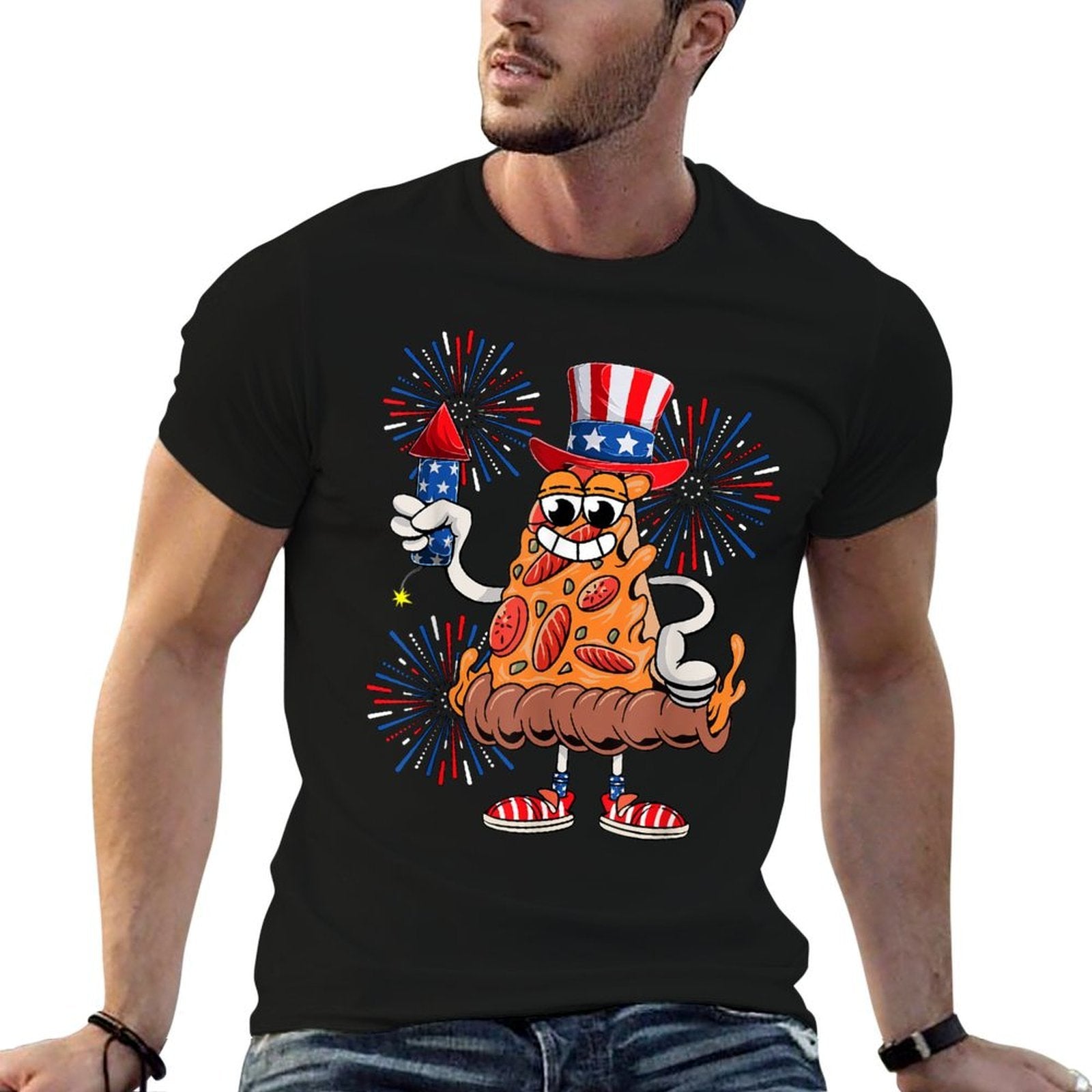 4th Of July Pizza Proud Fireworks Matching Food Lover  Soft T-Shirt