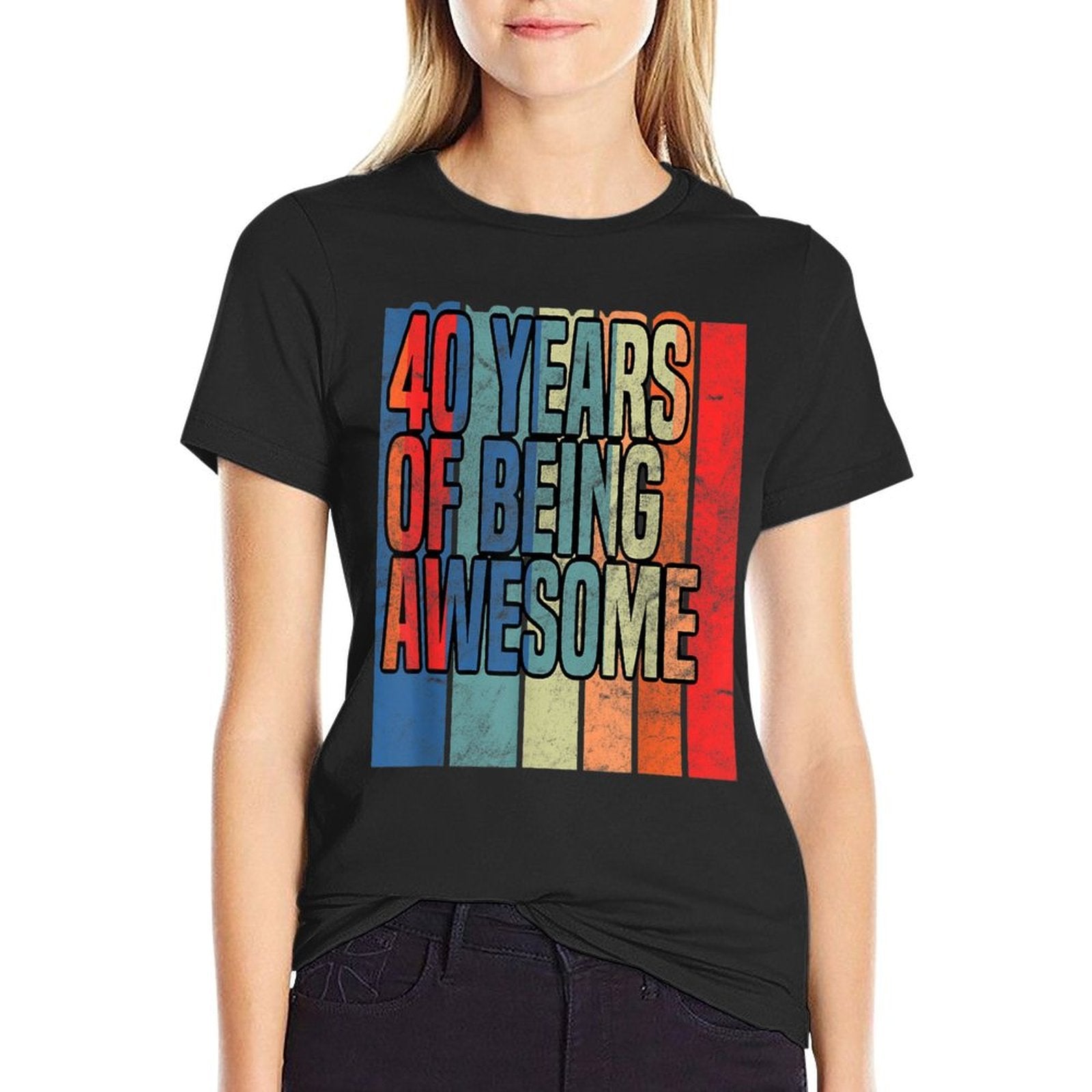 40th Birthday 40 Years of Being Awesome Funny Party  Fade-proof Color T-Shirt