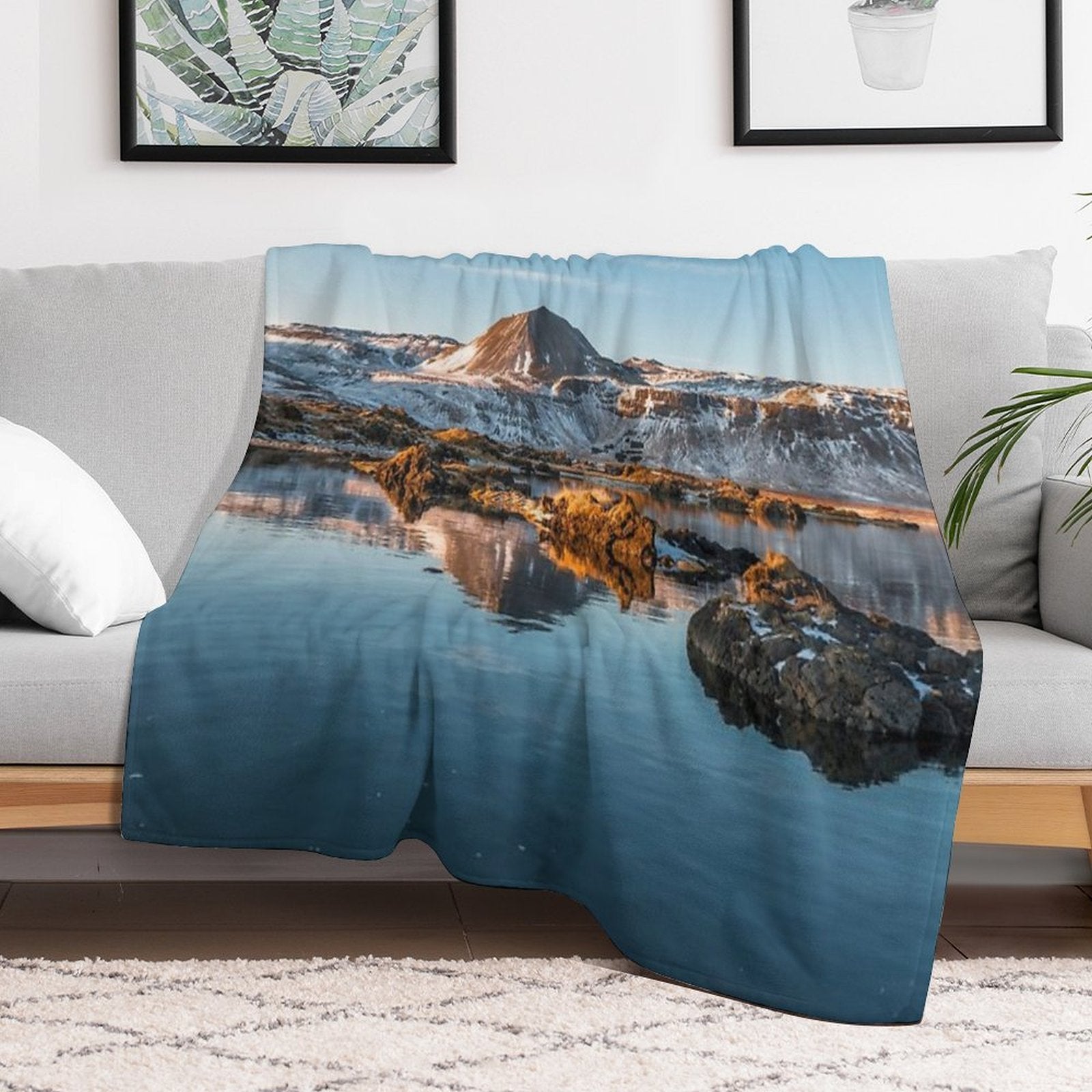 Winter Landscape in Iceland II Eco-conscious Throw Blanket