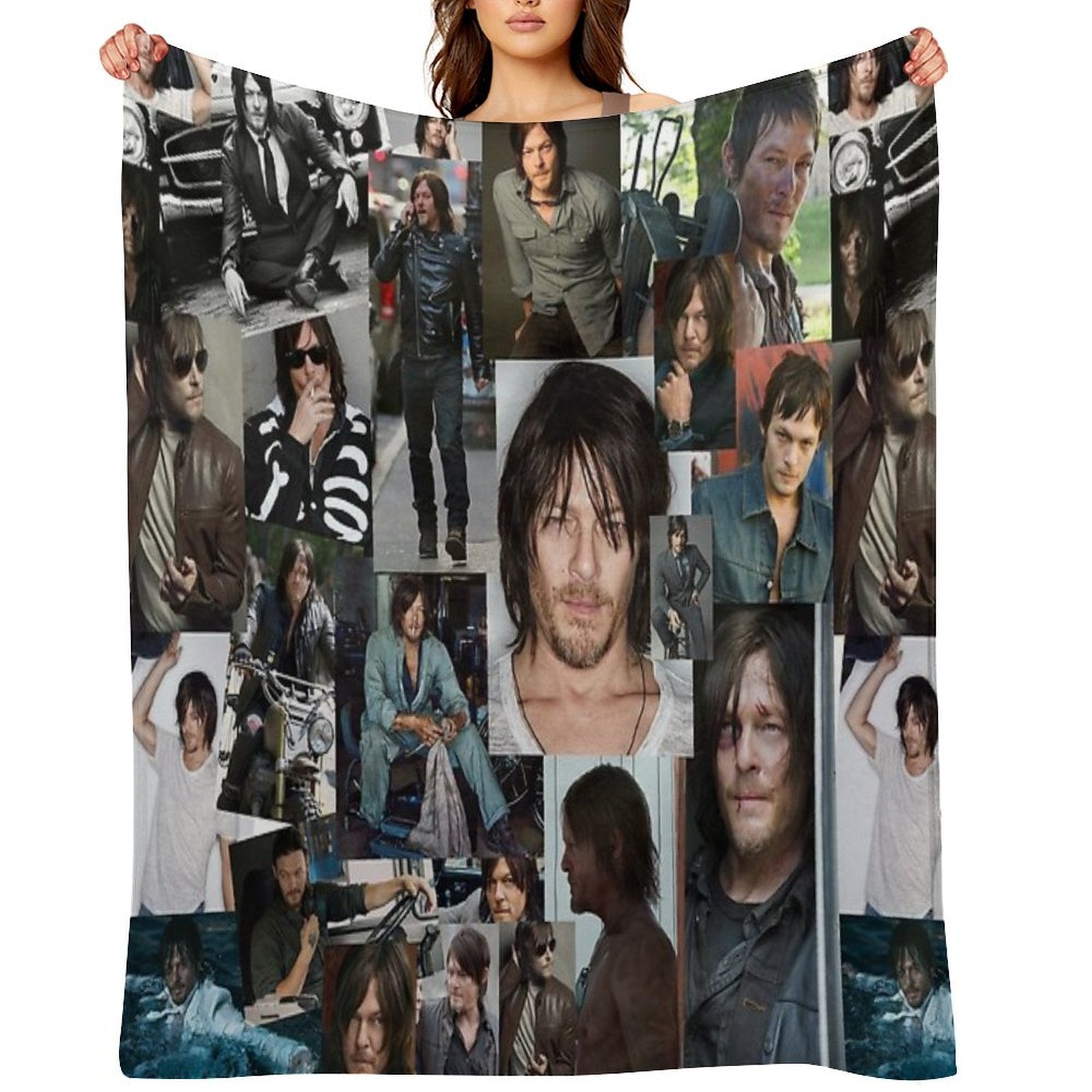 Norman Reedus Fan Made Assorted Random Photo Collage Machine-washable Throw Blanket
