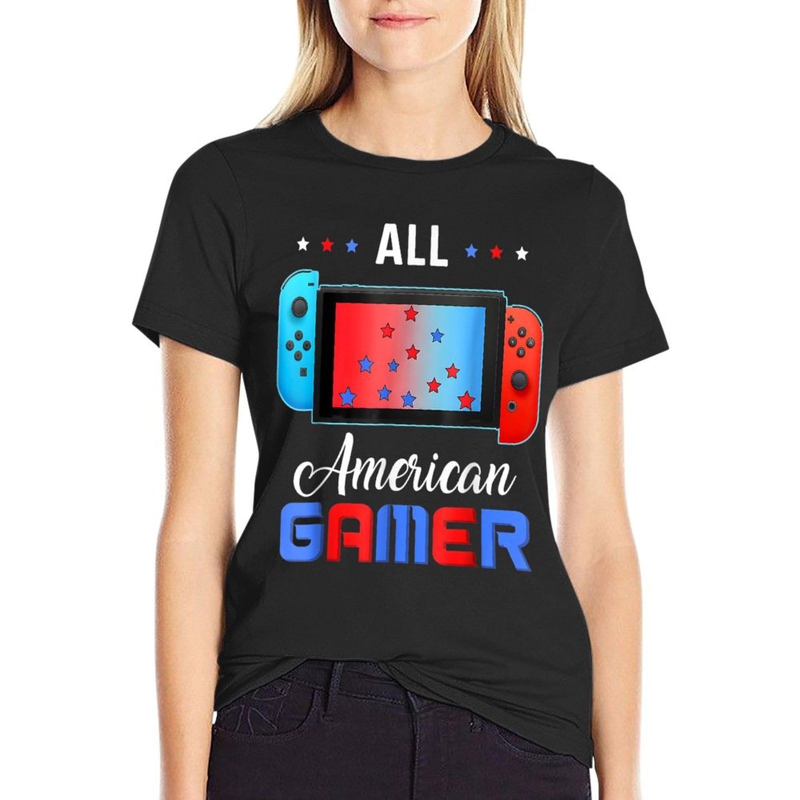 All American Gamer Funny 4th Of July Boys Kids Men USA  Versatile T-Shirt