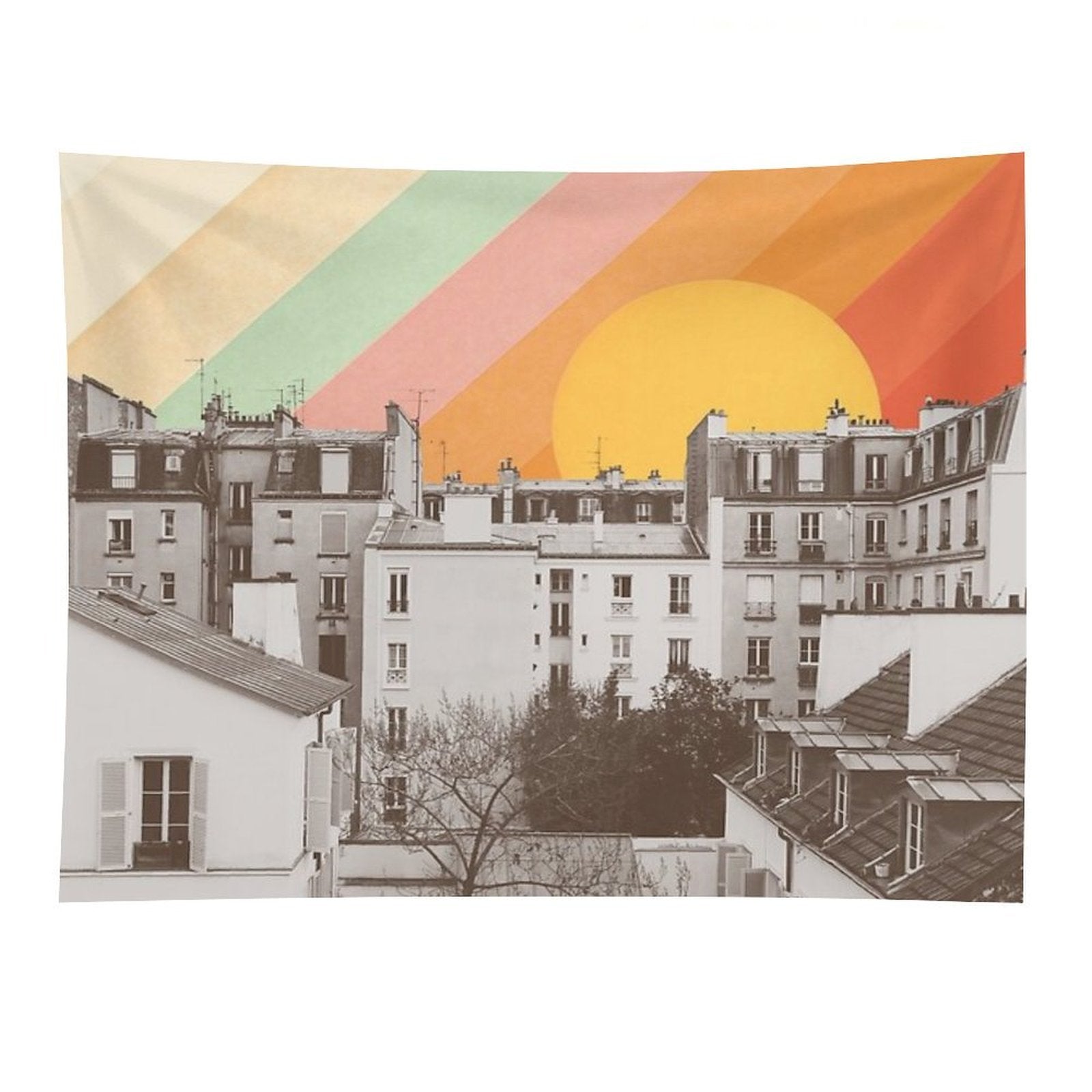 Rainbow Sky Above Paris Tapestry