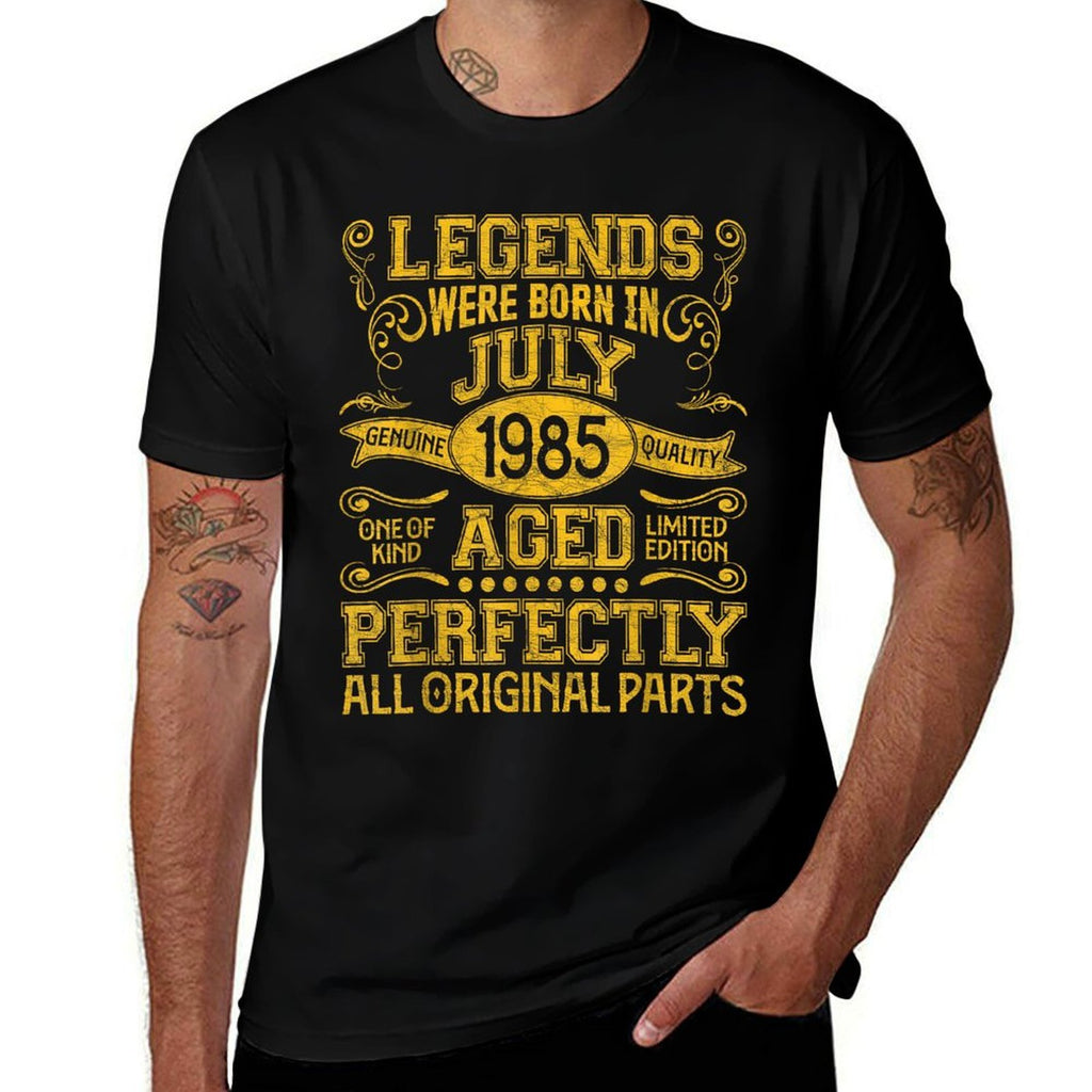 40 Years Old Legends Born In July 1985 40th Birthday  Heathered Texture T-Shirt